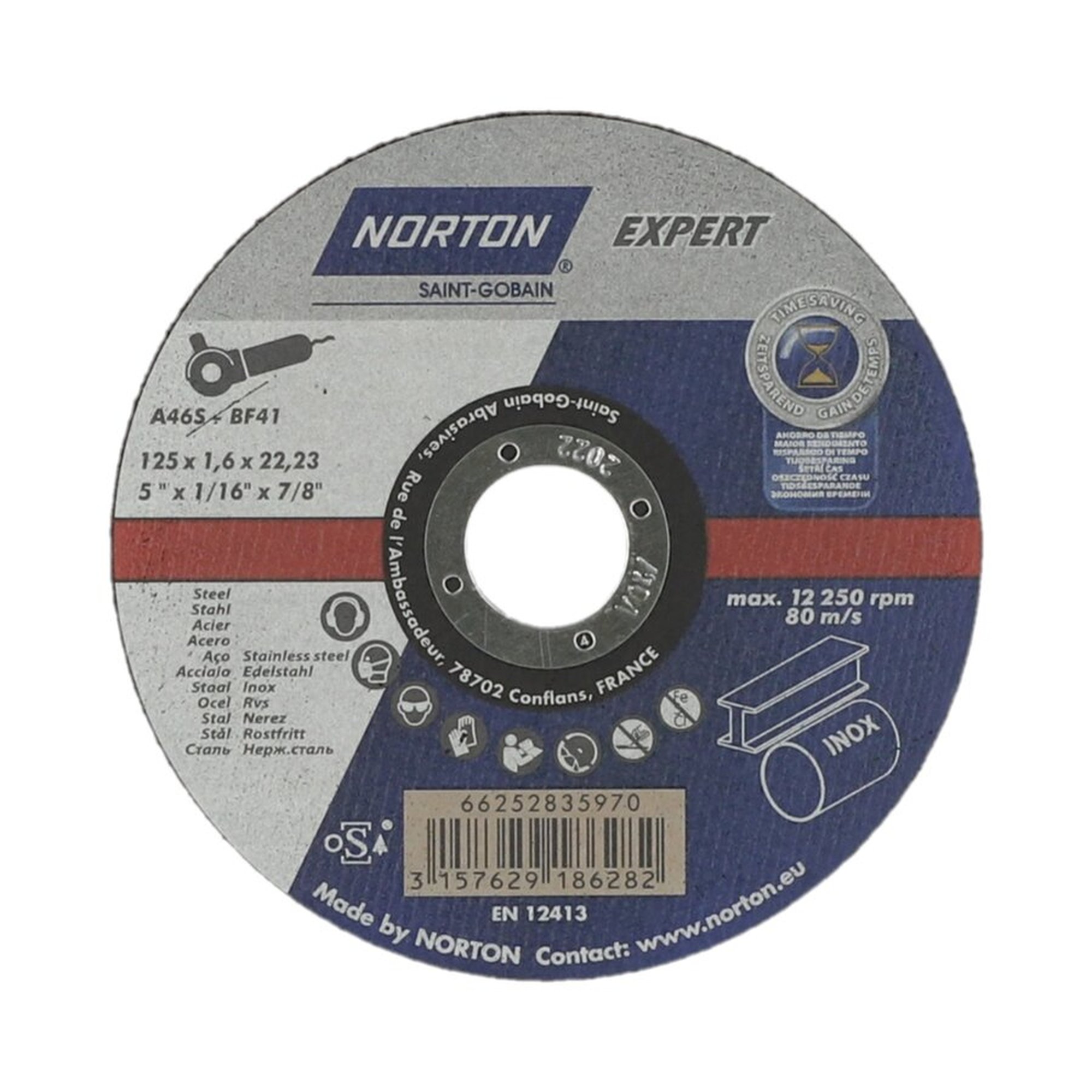 25 x Norton Trennscheibe Ultradünn Metall/Inox 125x1.6x22.23mm EXPERT