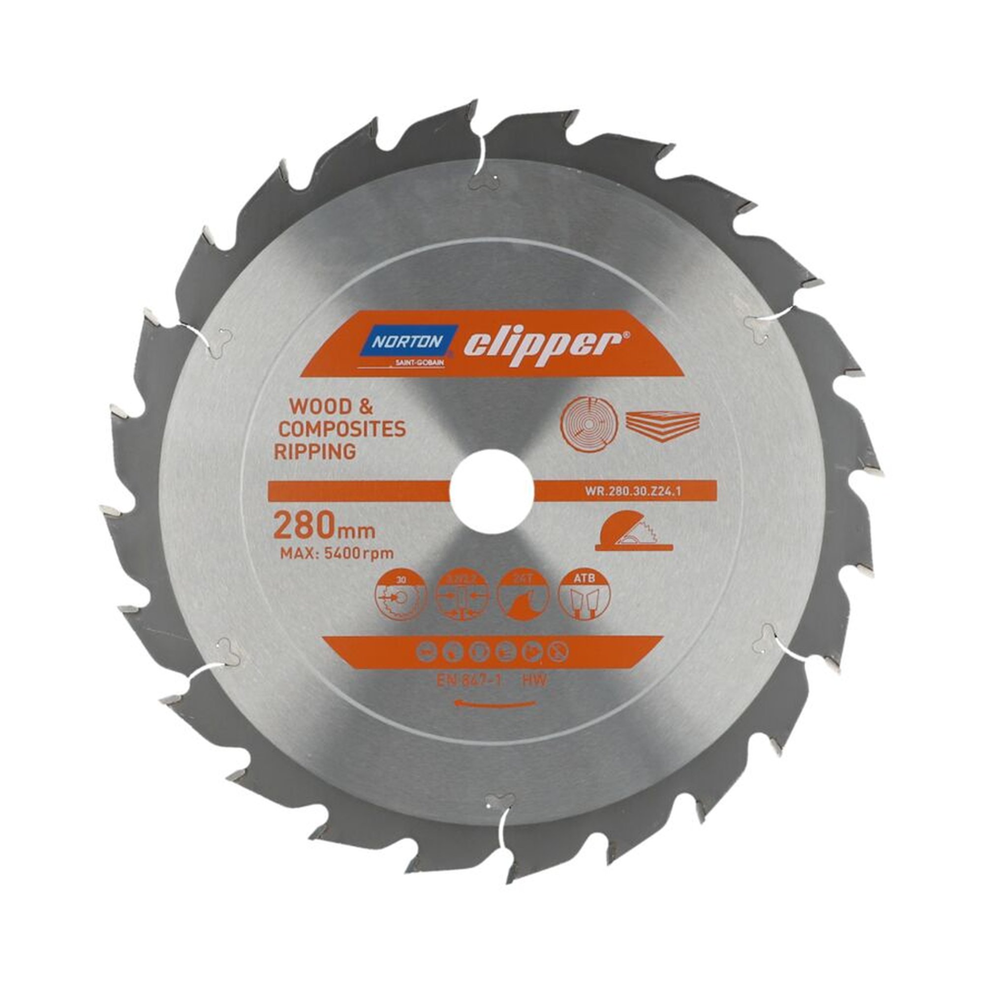 Norton Clipper TCT-Sägeblatt 280x3.2mm/2.2x30mm WOOD RIPPING
