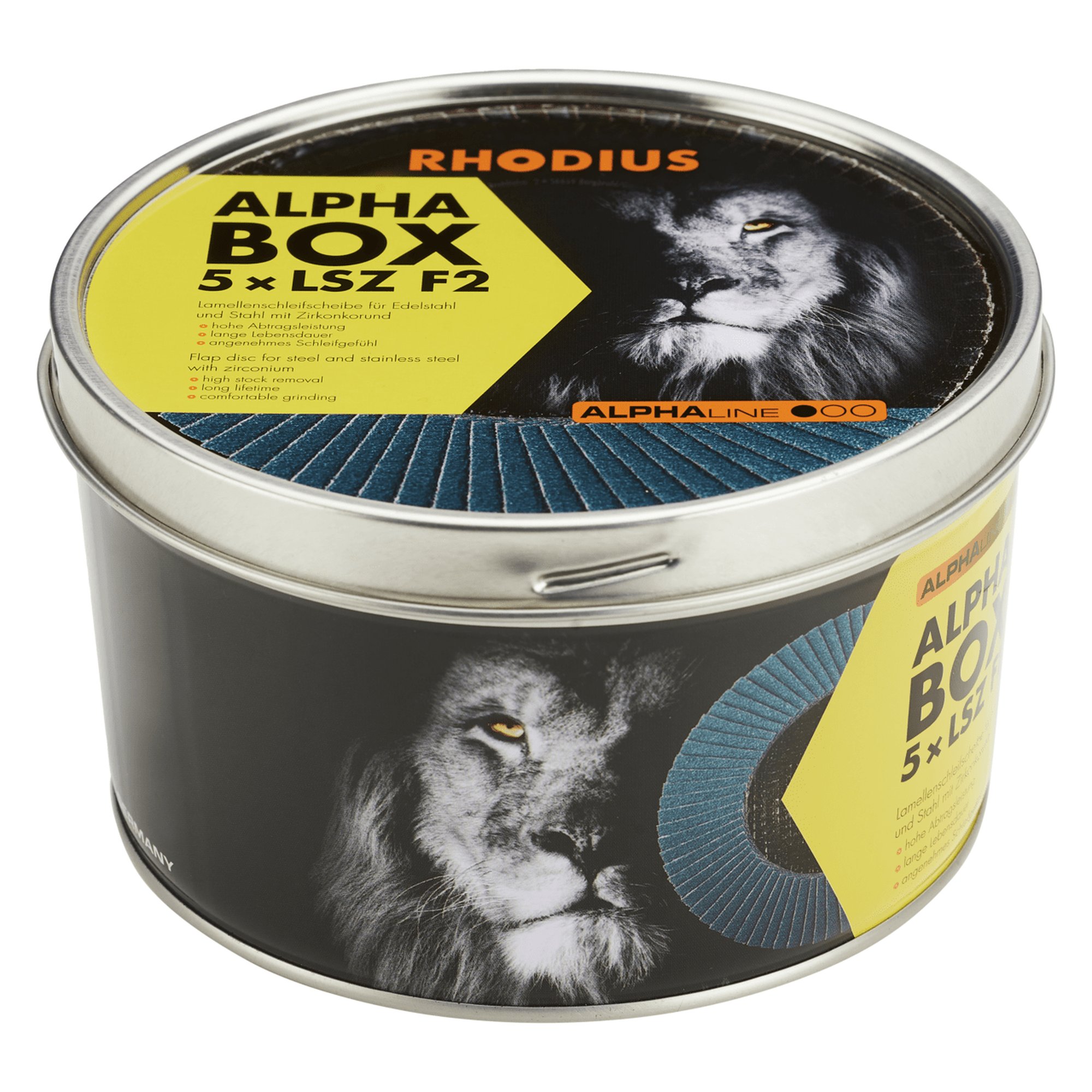5 x RHODIUS Fächerschleifscheibe Fächerscheibe LSZ F2 BOX Ø 115 mm Korn 40