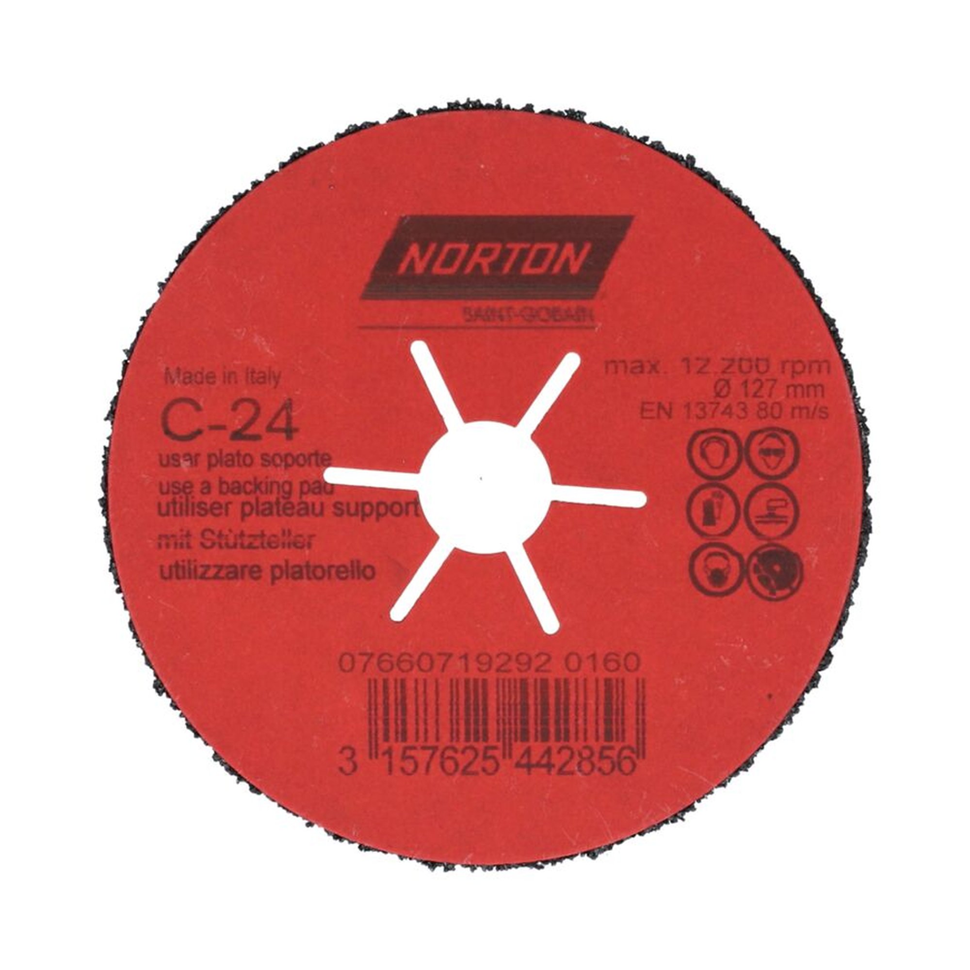 25 x Norton Clipper Schleifscheibe halbflexibel Ø125x22 mm P24 für effizientes Schleifen