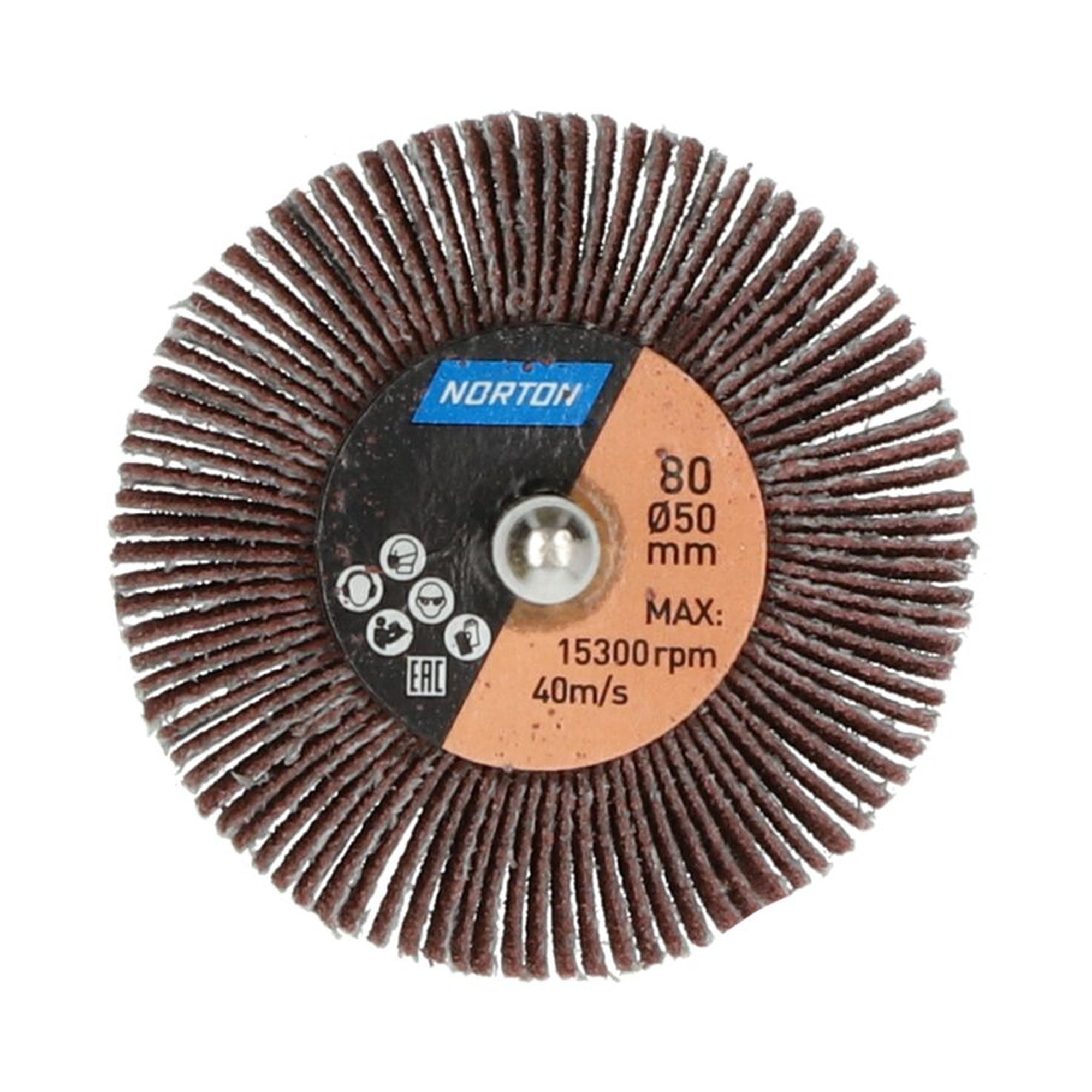 10 x Norton Fächerschleifer Schleifmop mit Schaft 50x20x6 R207 Korn 80