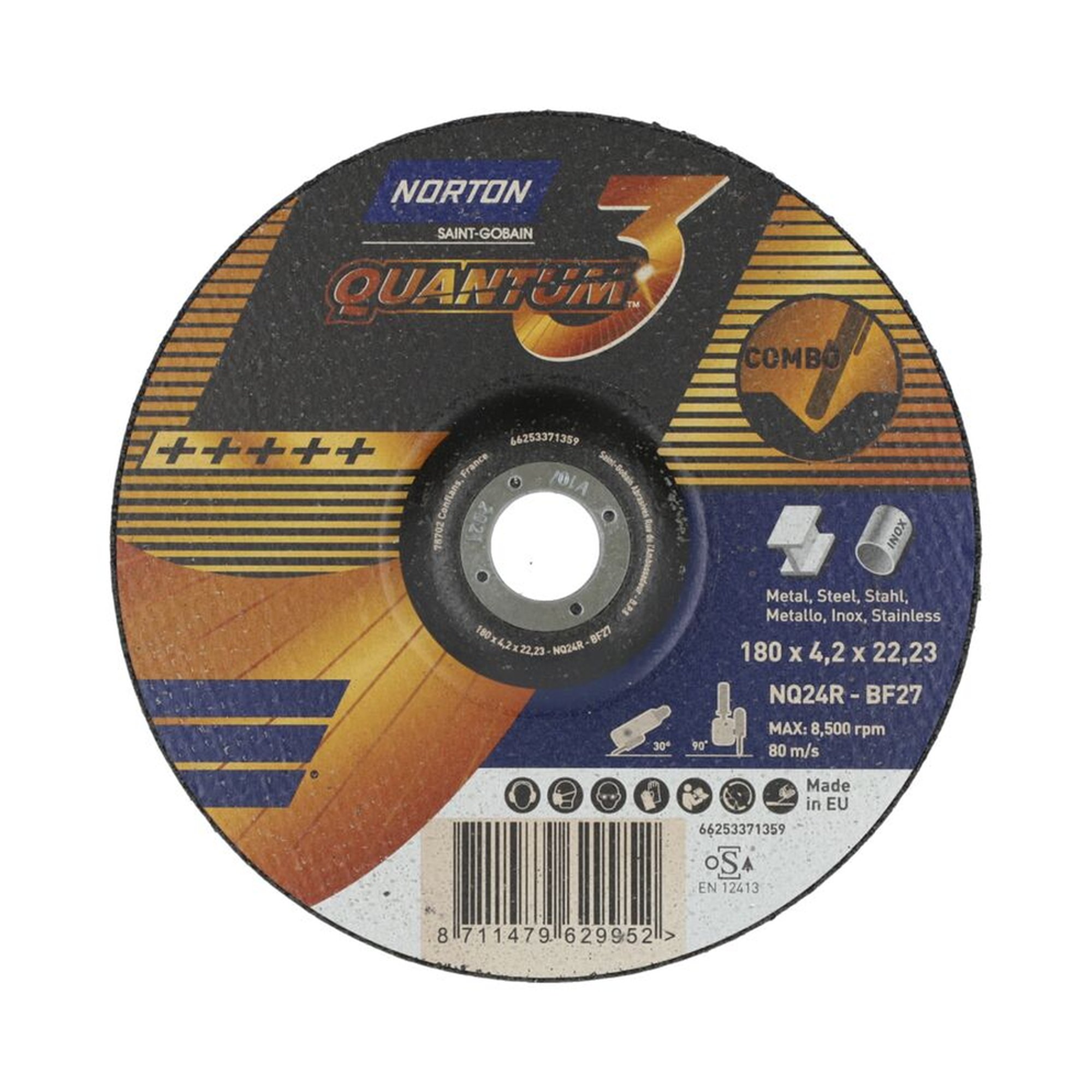 20 x Norton Schruppscheibe gekröpft 180x4,2x22,23 NQ 24 R Quantum3 für Metallbearbeitung