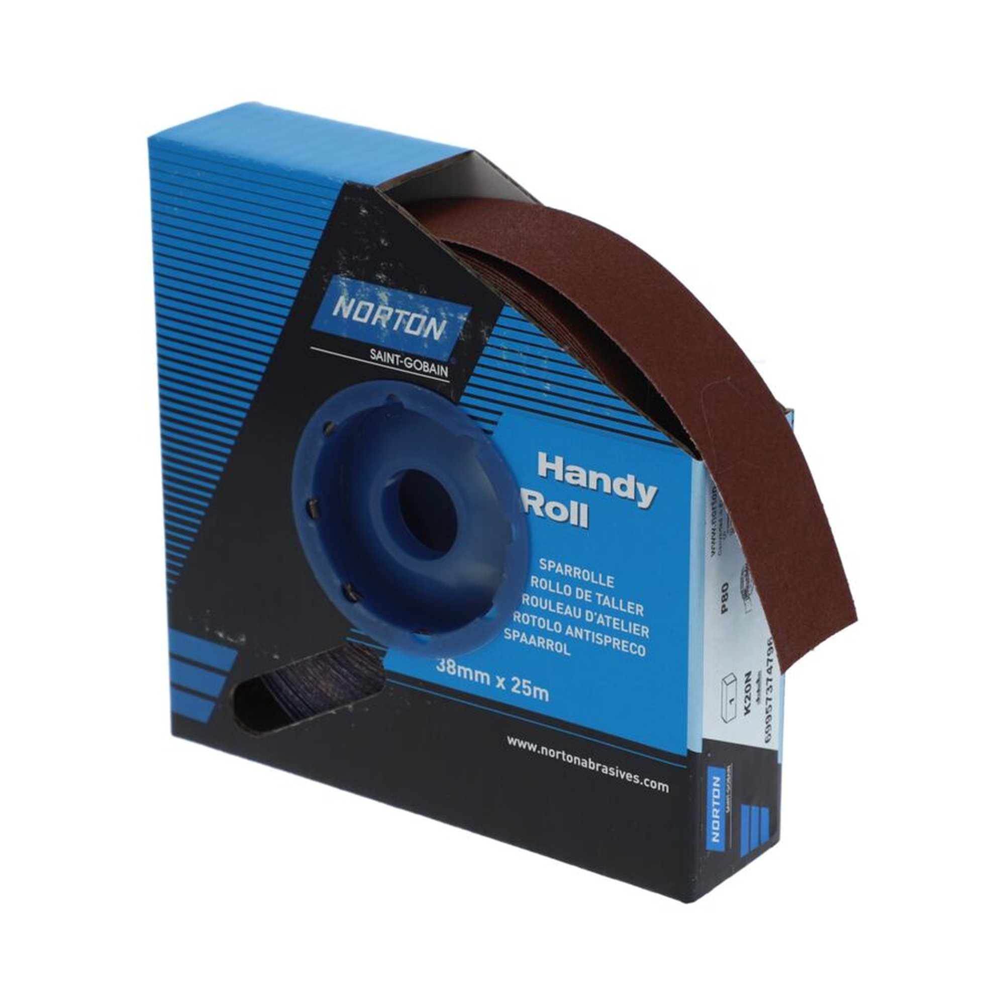 Norton Sparrolle Spenderbox 38 mm x 25 m K20N Korn 80 - Schleifpapierrolle