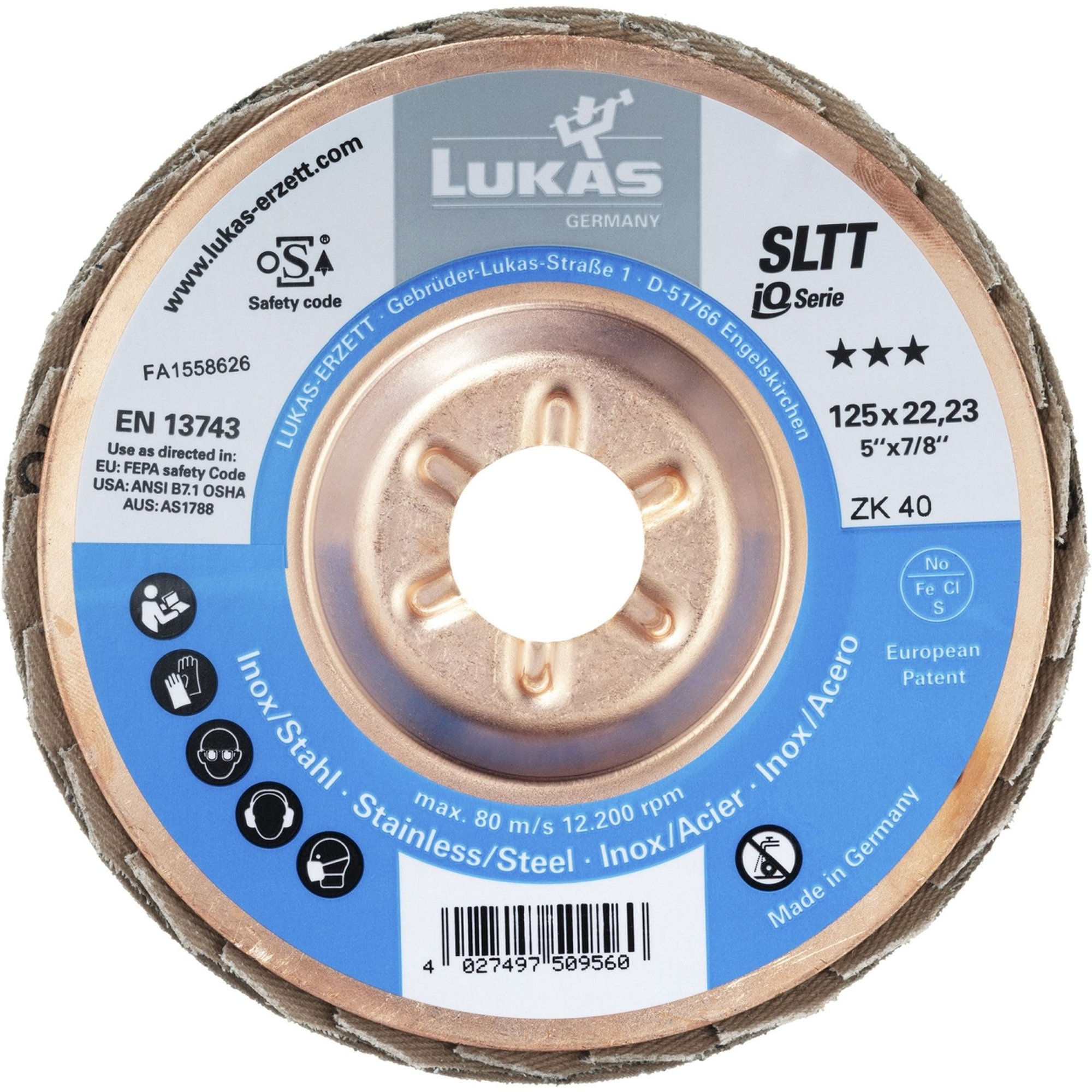 10x LUKAS Fächerscheibe Fächerscheiben Schleifscheibe SLTT Ø 115 mm Korn 40