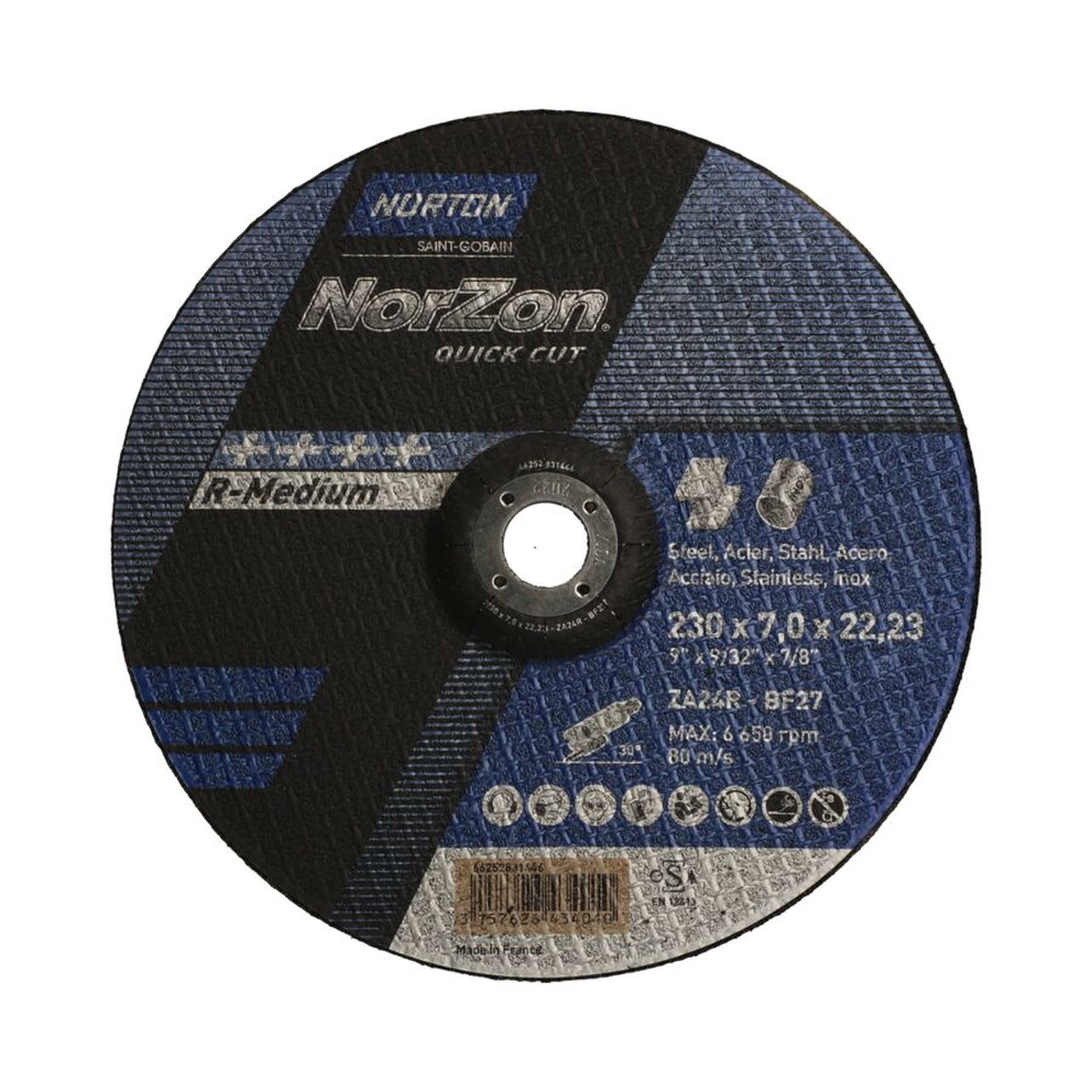 25 x Norton NORZON QUICK CUT Schruppscheibe für Metall/Inox 230x7x22.23mm
