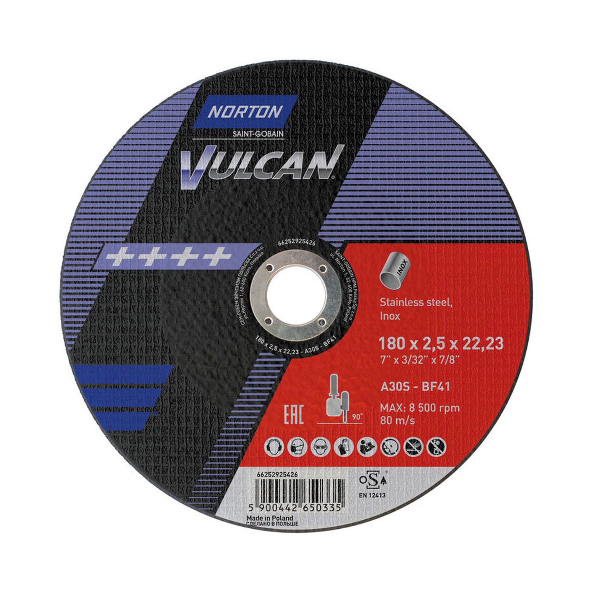 Norton VULCAN Trennscheibe für Inox 180x2.5x22.23mm