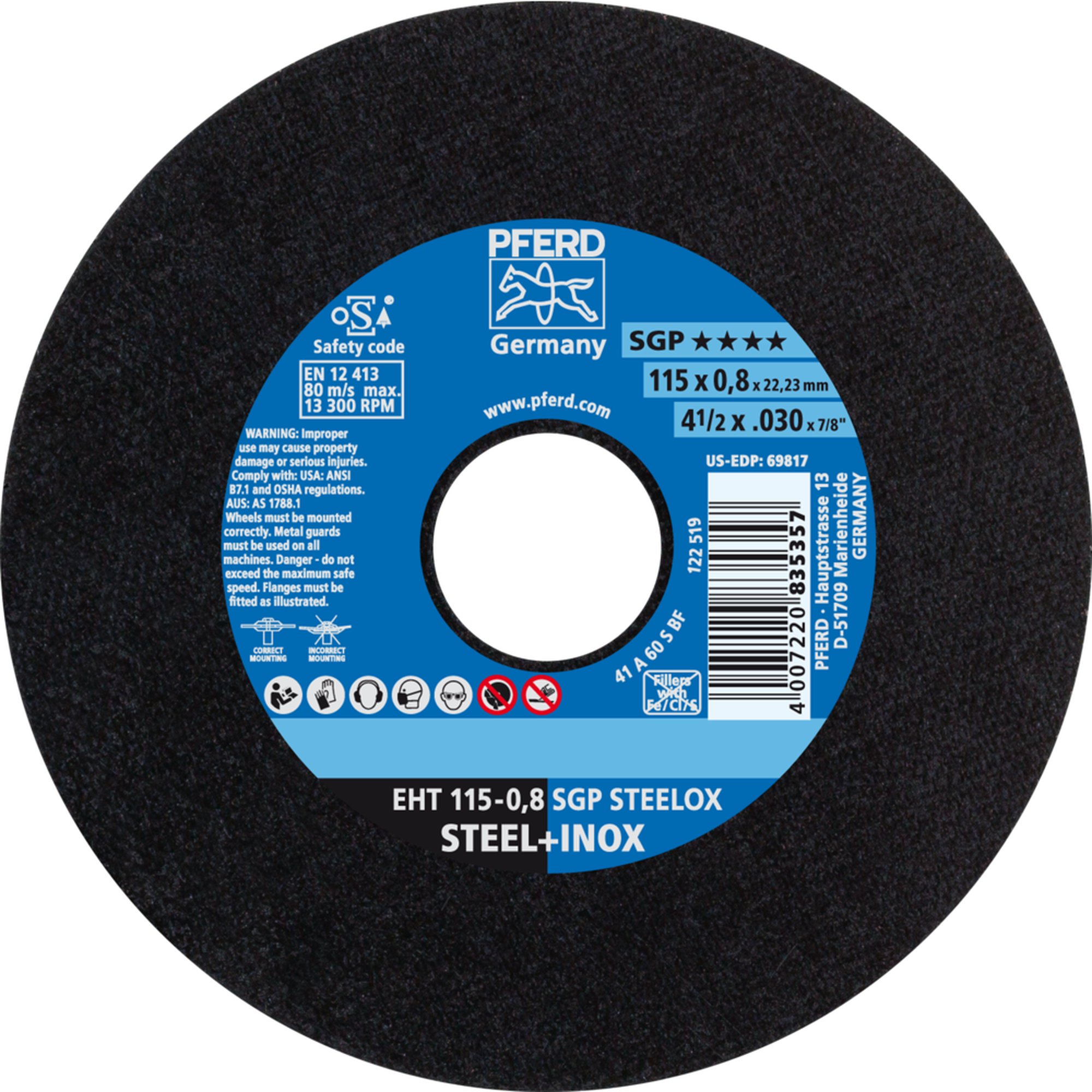 25 x PFERD Trennscheibe EHT 115-0,8 SGP STEELOX