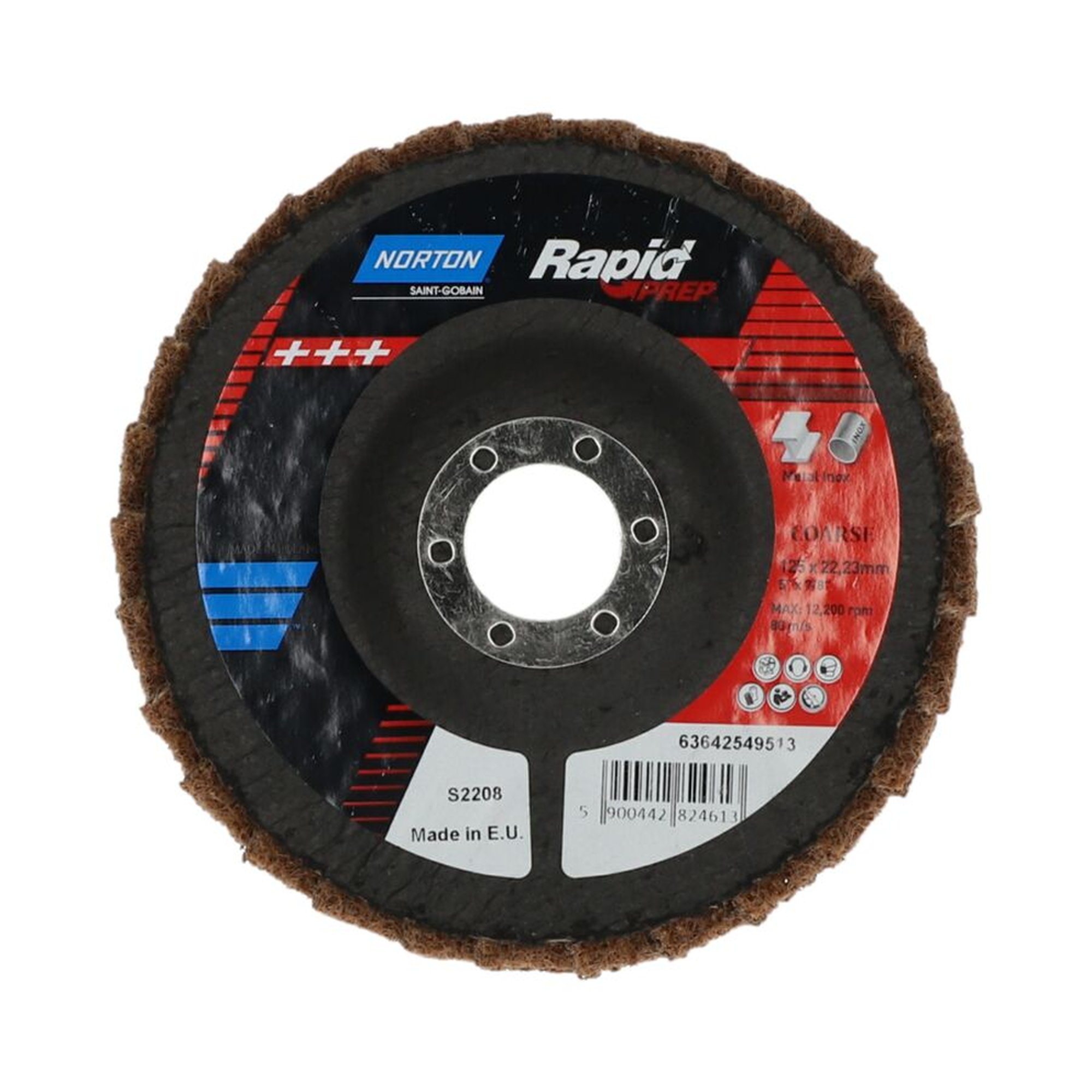 5 x Norton Vlies-Fächerscheiben 125x22mm Grob RAPID PREP für effizientes Schleifen