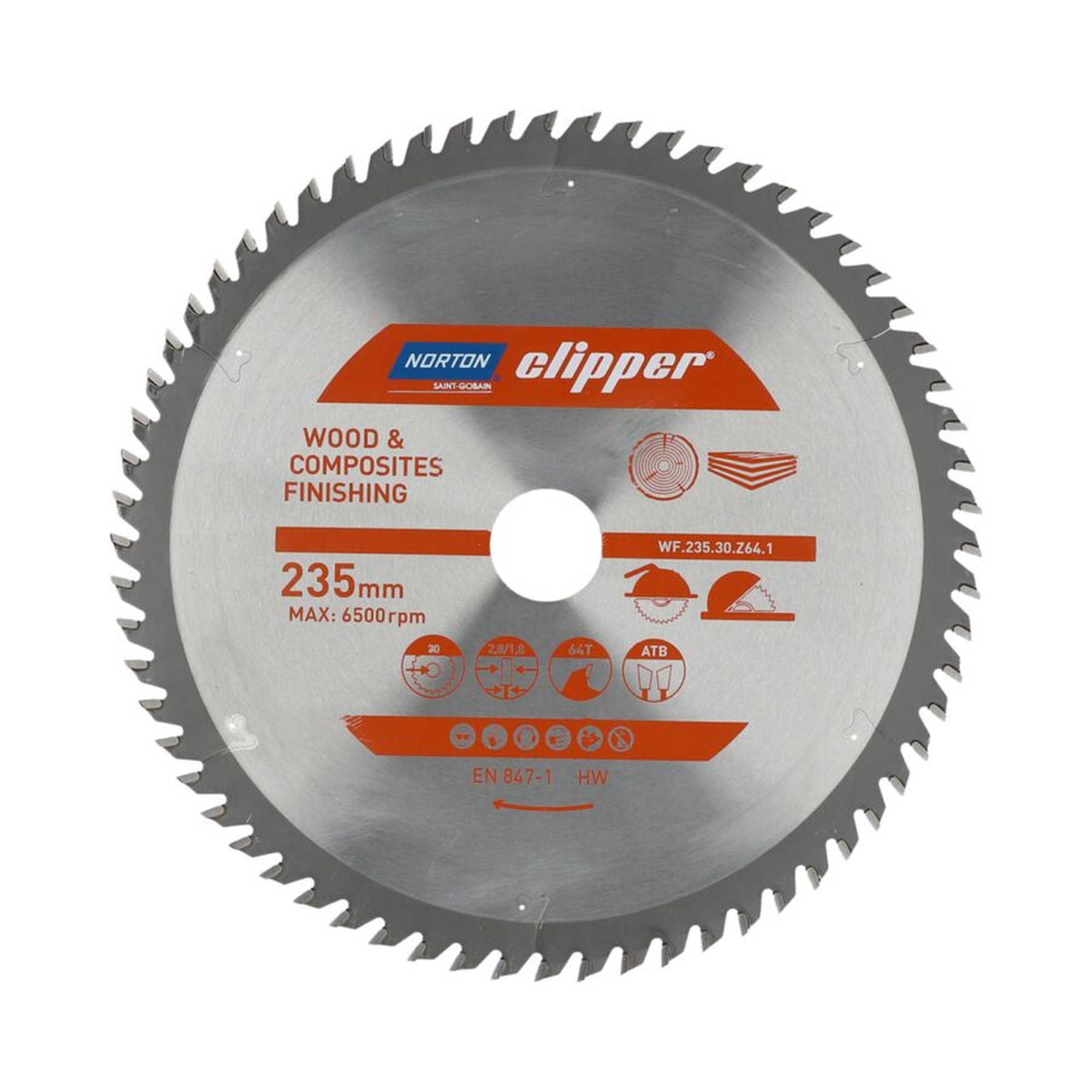 Norton Clipper TCT-Sägeblatt 235x2.8mm für Holzveredelung, 30mm Bohrung