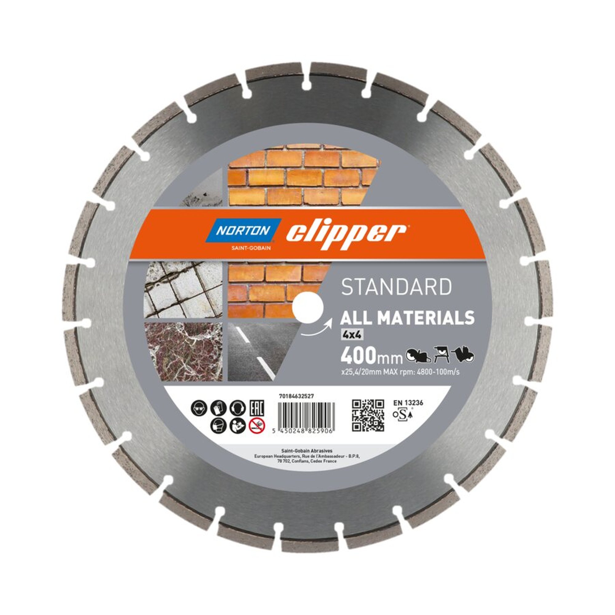 Norton Clipper Diamantscheibe STANDARD ALL MATERIALS 400x25.4mm für vielseitige Nutzung