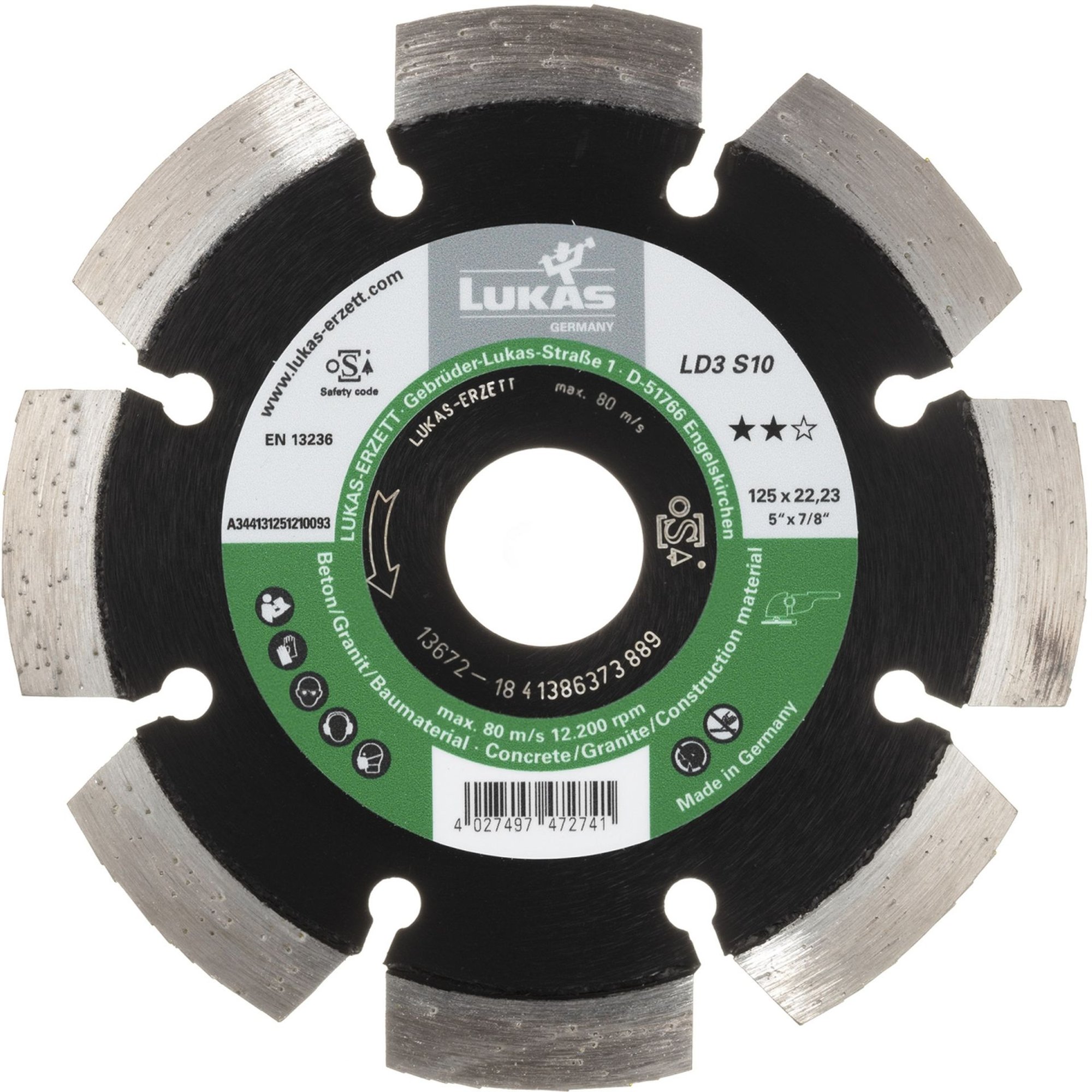 LUKAS Diamanttrennscheibe LD3 S10 für Stein/Beton/Asphalt Ø 115 mm