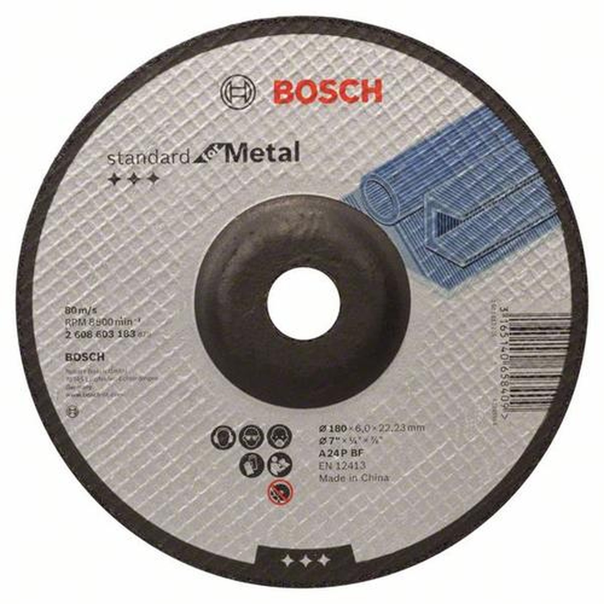 10x BOSCH Schruppscheibe gekröpft, Standard für Metall A 24 P BF, Ø 180 x 6 mm