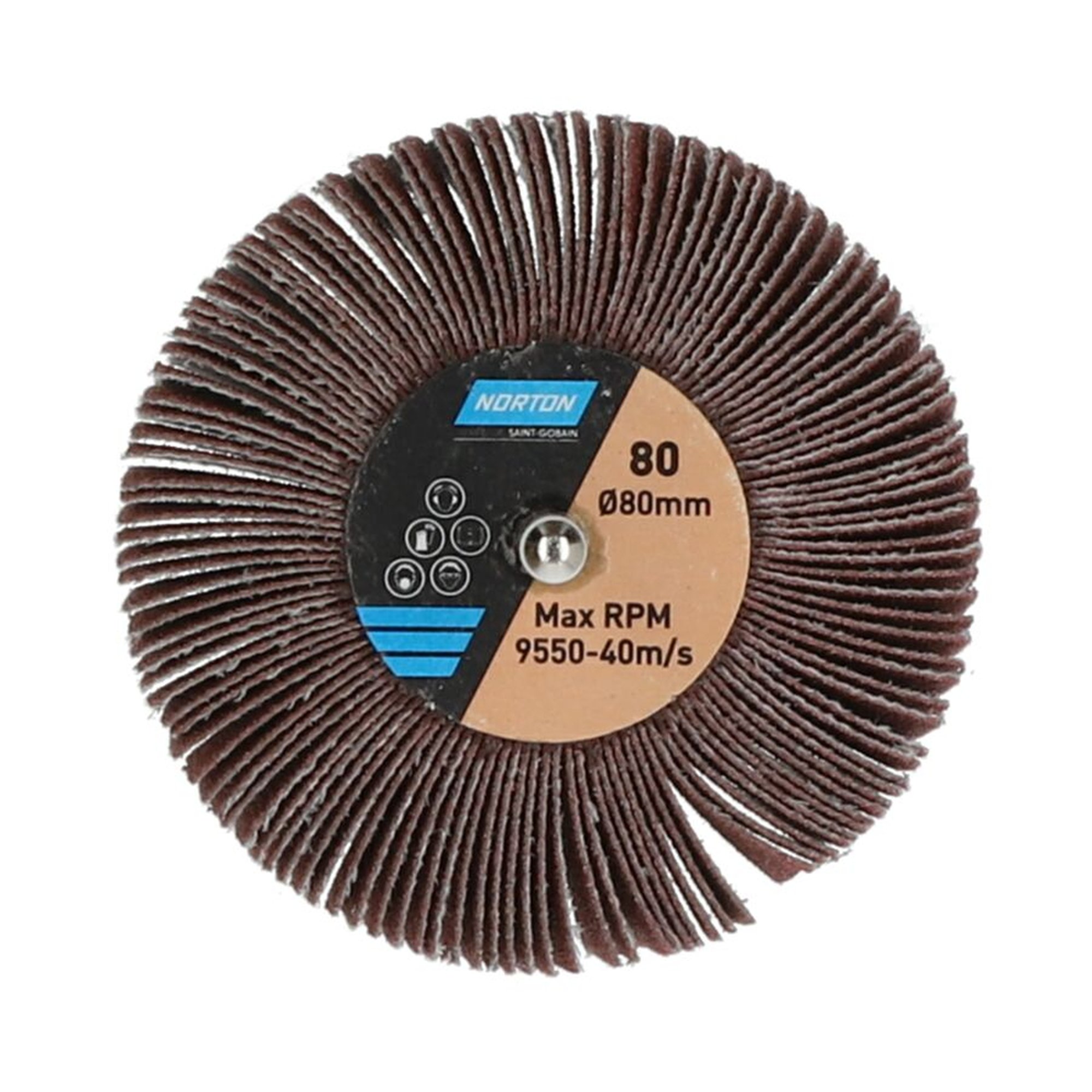 10 x Norton Fächerschleifer Schleifmop mit Schaft 80x50x6 R207 Korn 80