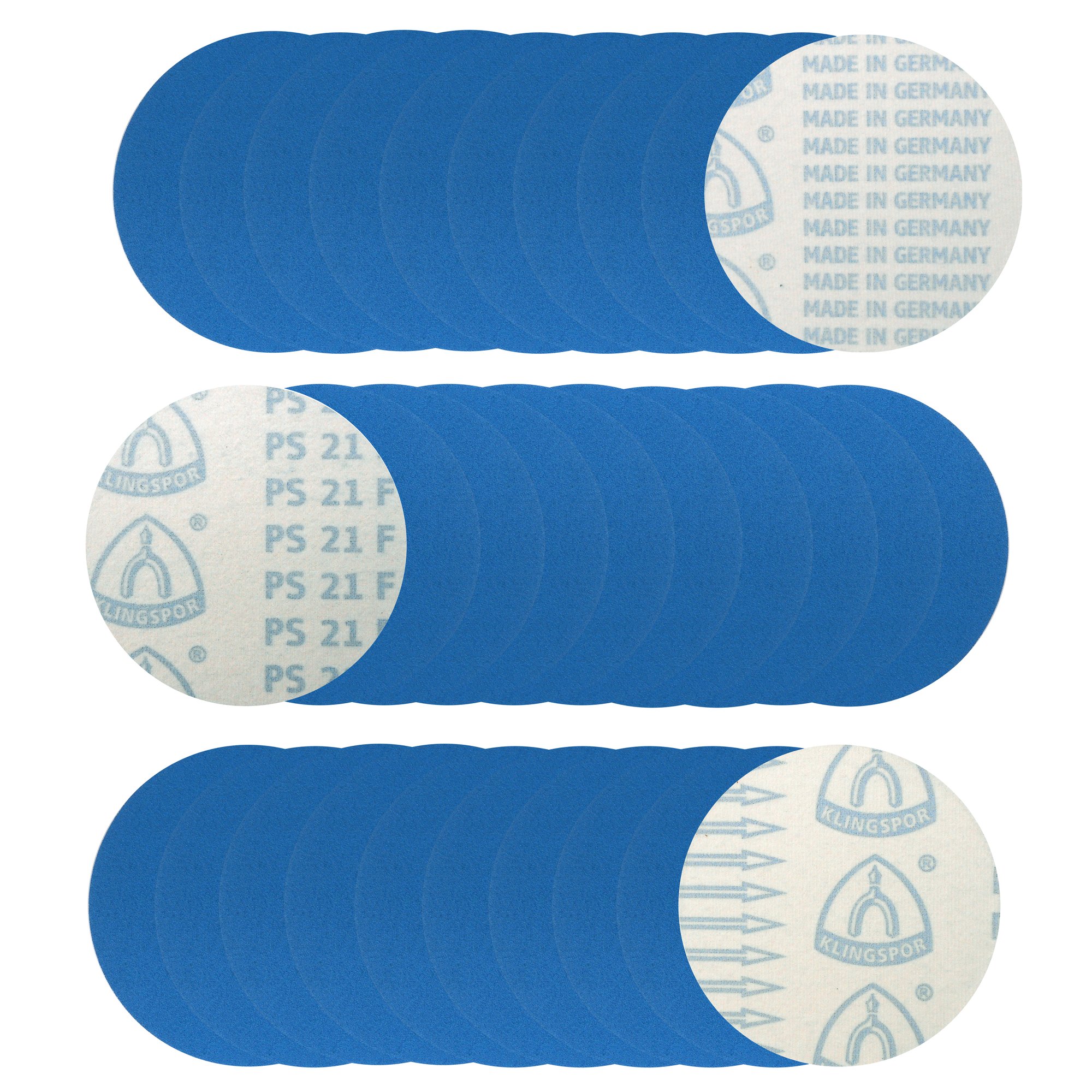 30er-Premium-Set Klingspor Schleifscheibe PS21FK | 150 mm | ungelocht | P40-P320