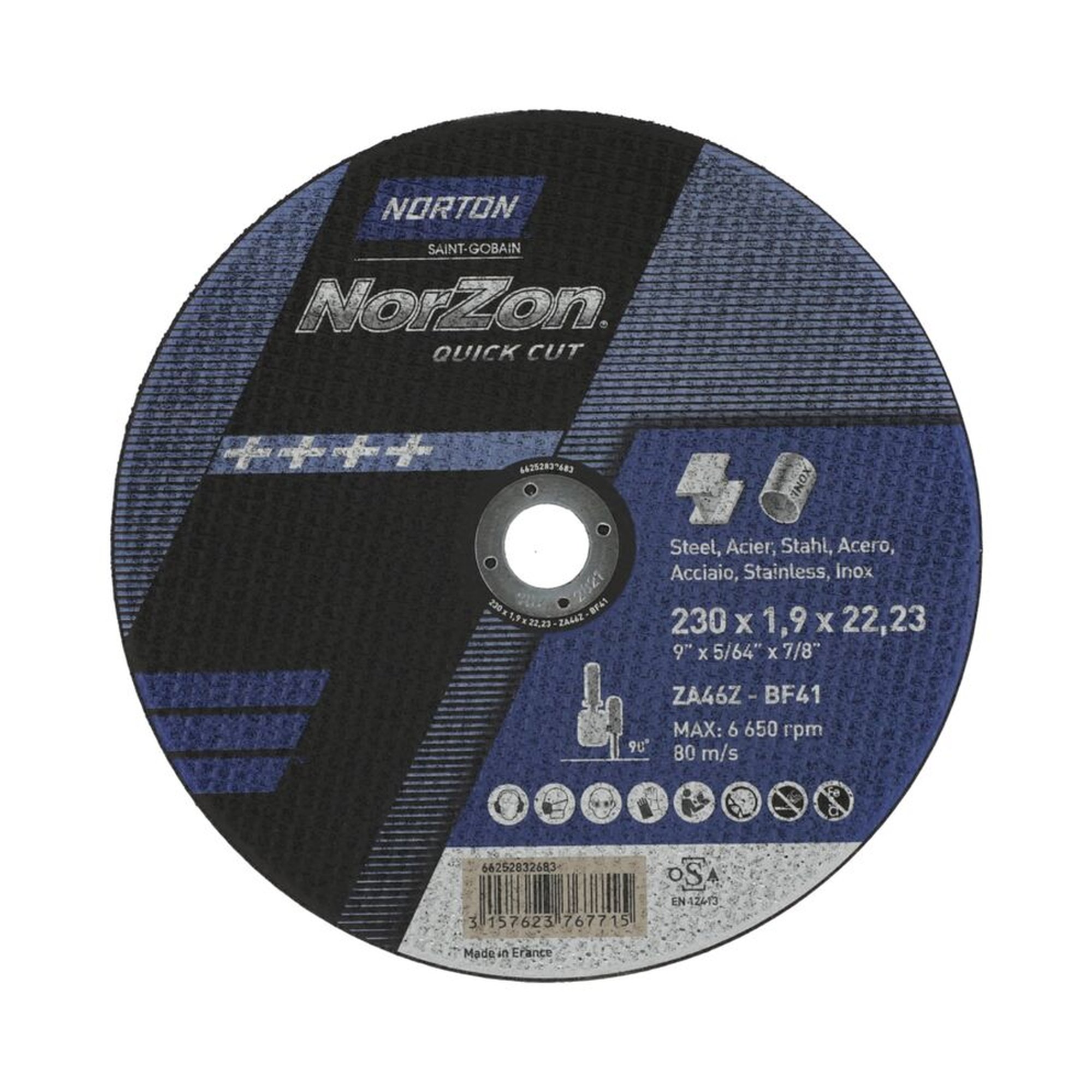 Norton Trennscheibe Ultradünn Metall/Inox NORZON QUICK CUT 230x1.9x22.23mm