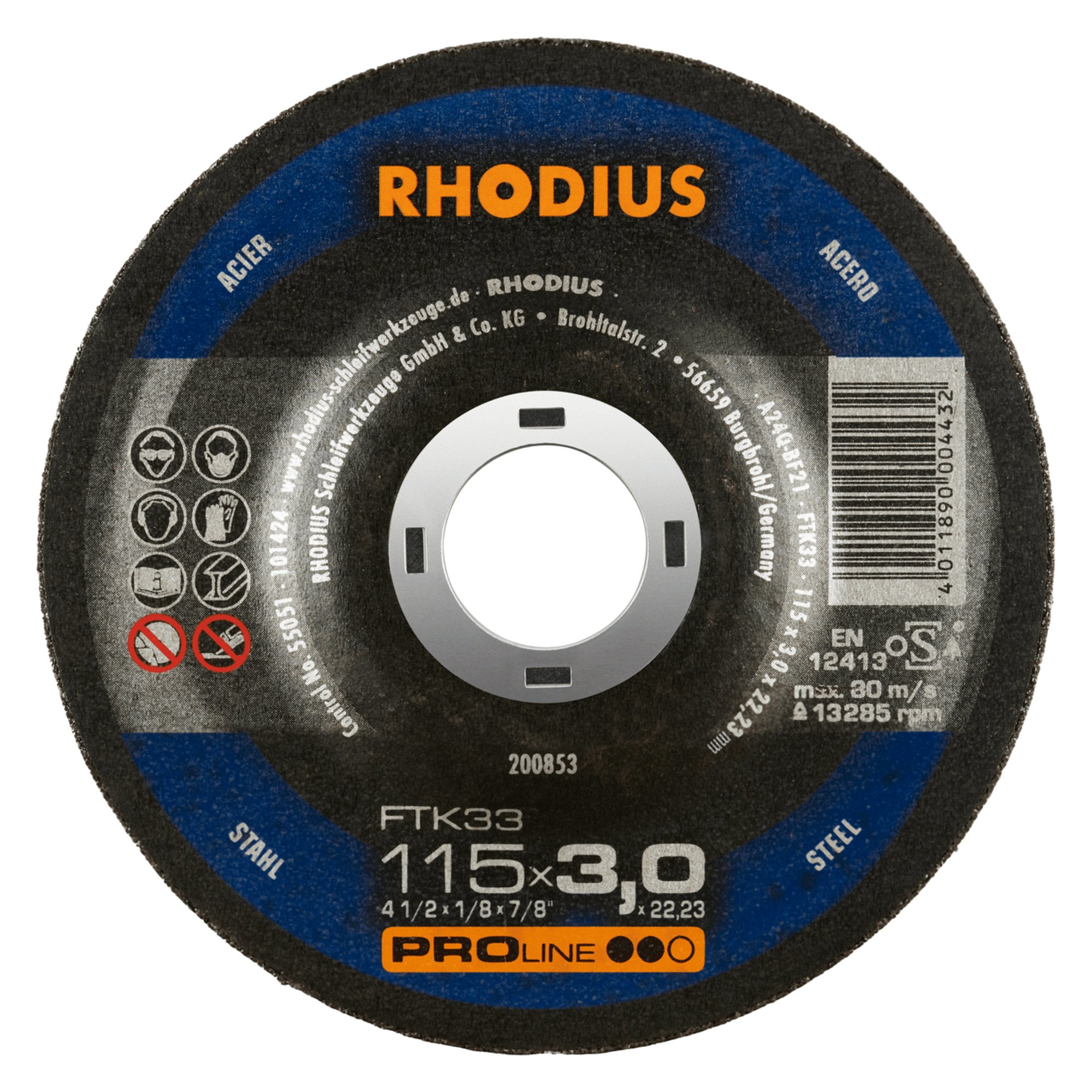 25 x RHODIUS Freihandtrennscheibe FTK33 Ø 115 mm