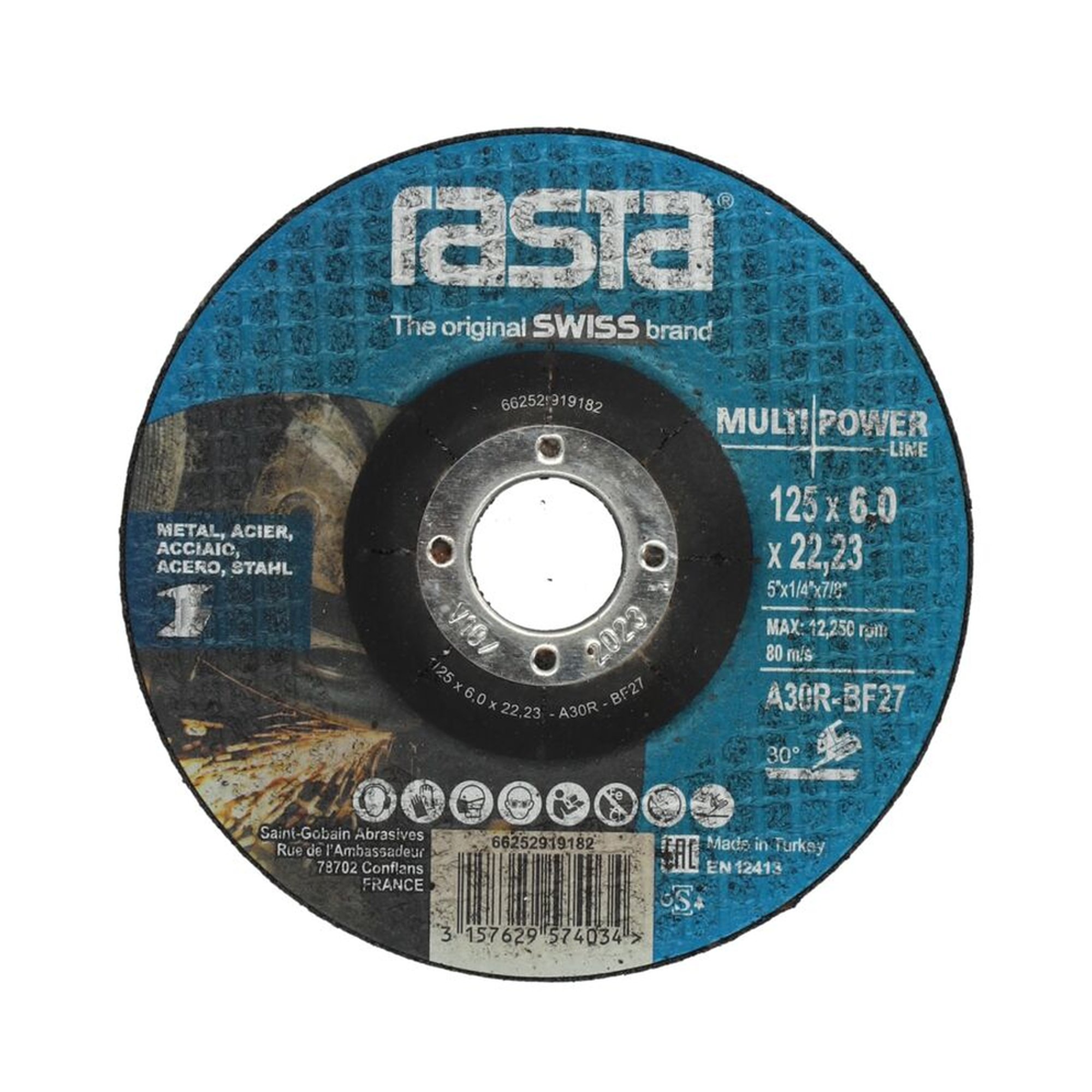 3000 x Norton Gekröpfte Schruppscheibe für Metall 125x6x22.23mm Rasta MULTI-MATERIAL