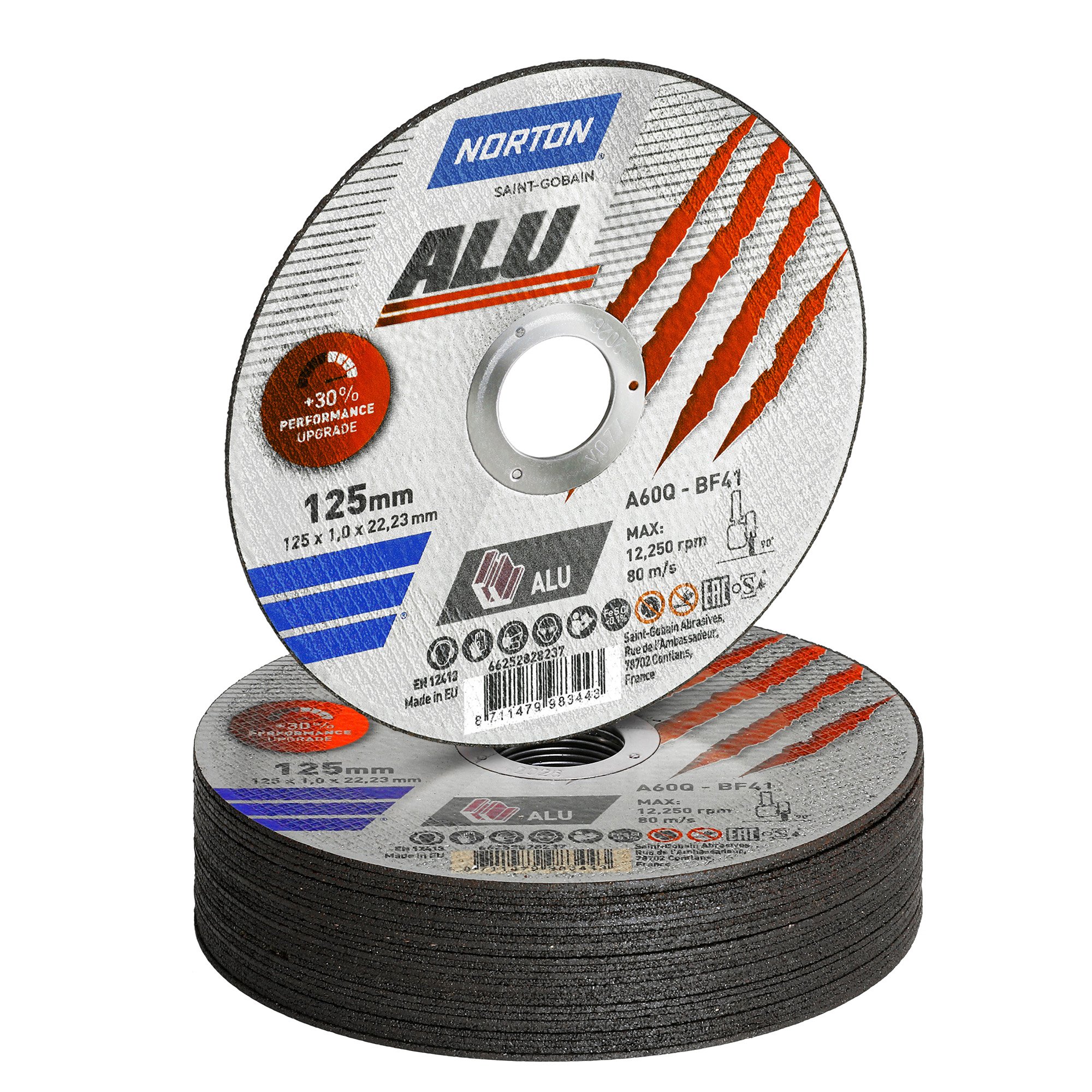 Norton VULCAN Trennscheibe 125x1x22,23 Mm – T41, Korn A 60 S-BF41 – 25 Stück, Für Edelstahl Norton VULCAN Trennscheibe 125x1x22,23 Mm – T41, Korn A 60 S-BF41 – 25 Stück, Für Edelstahl