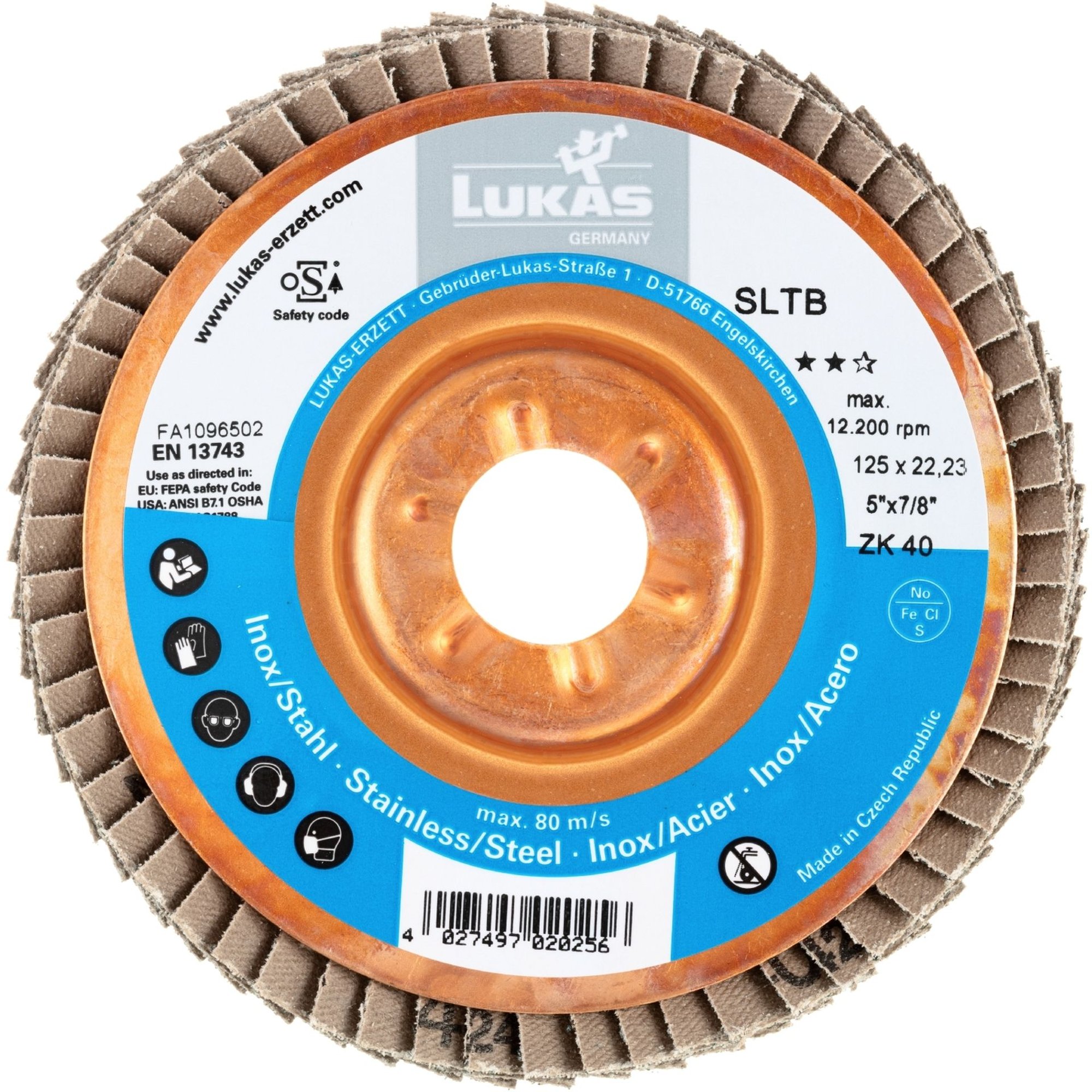 10x LUKAS Fächerscheibe Fächerscheiben Schleifscheibe SLTB  Ø 125 mm Korn 60