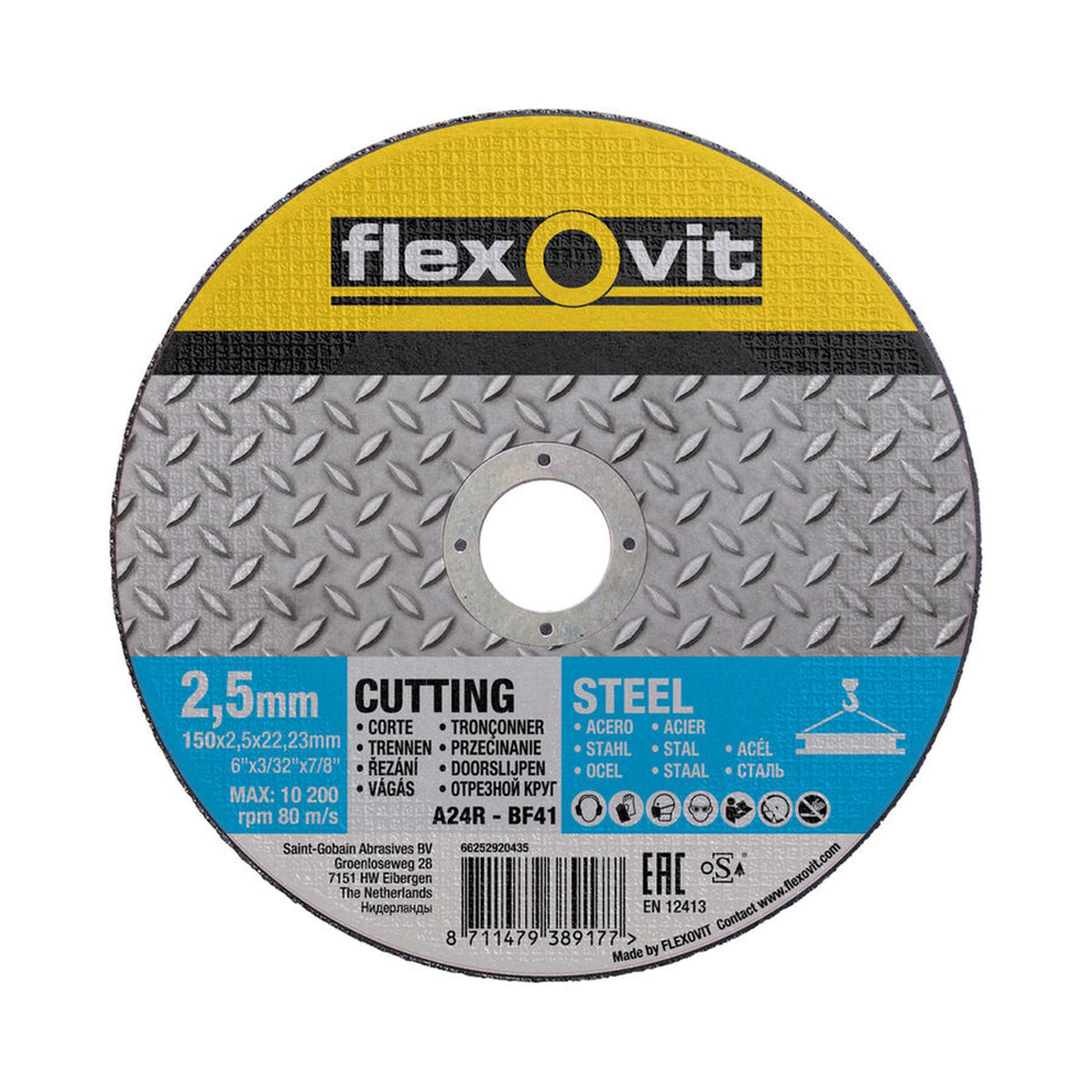 25 x Norton Trennscheibe für Metall Flexovit 150x2.5x22.23mm MERCHANDISING