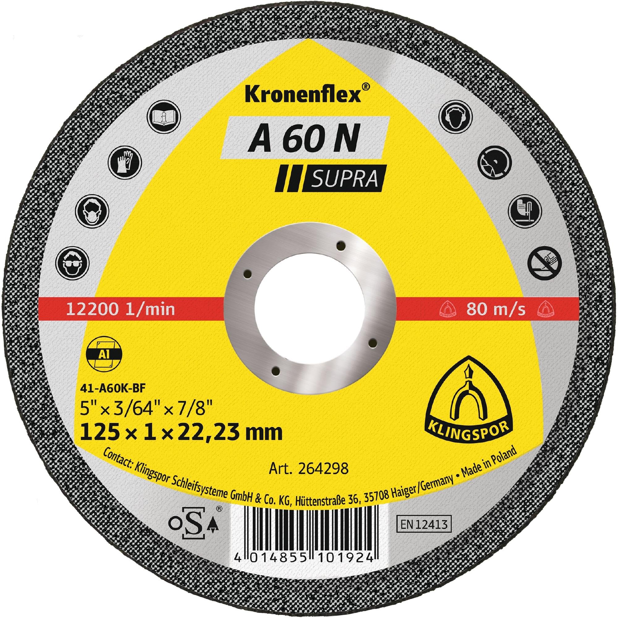 25 x Klingspor A 60 N Trennscheiben, 125 x 1 x 22,23 mm gerade