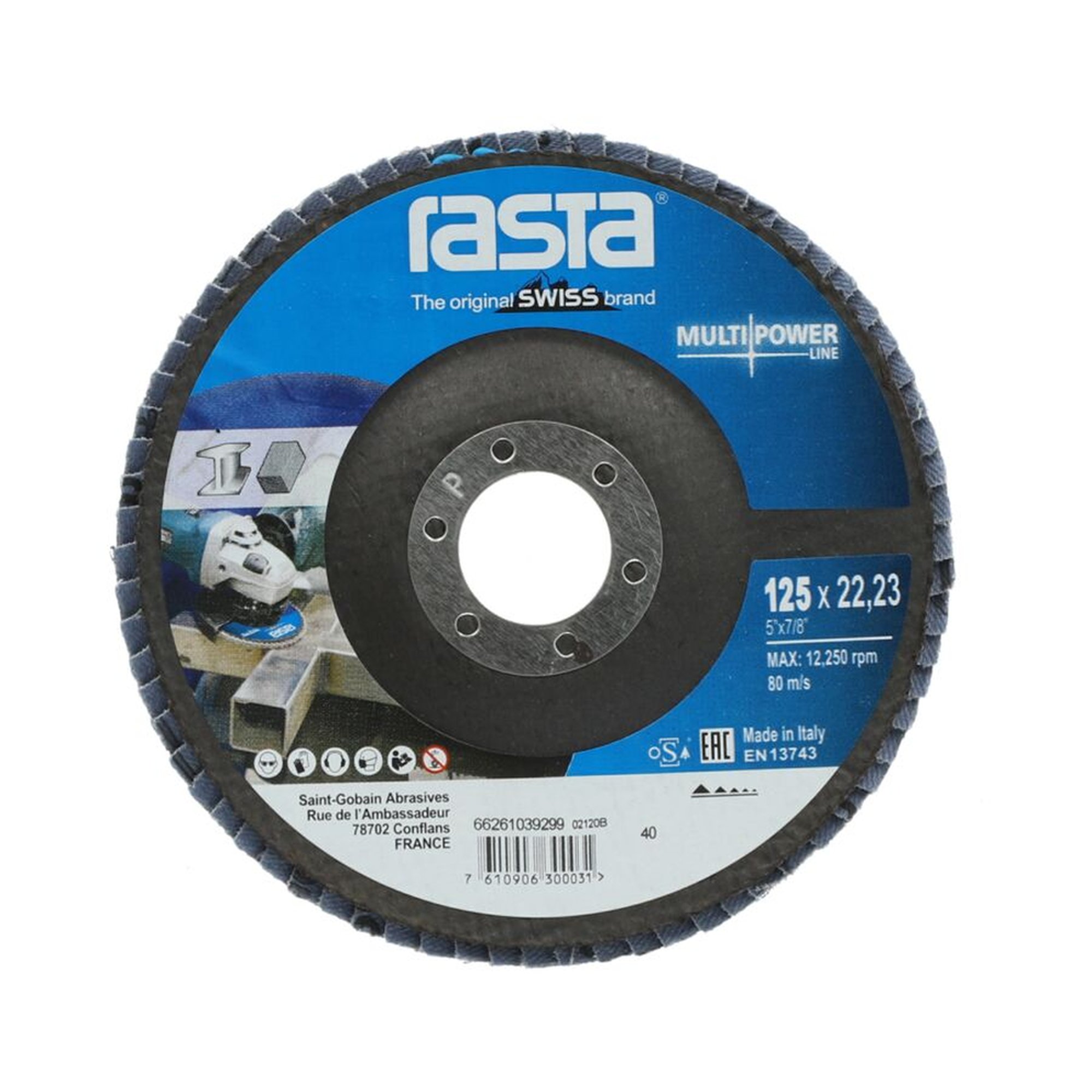 10 x Norton Fächerschleifscheiben 125x22mm K40 Rasta Multipower, langlebig & effizient