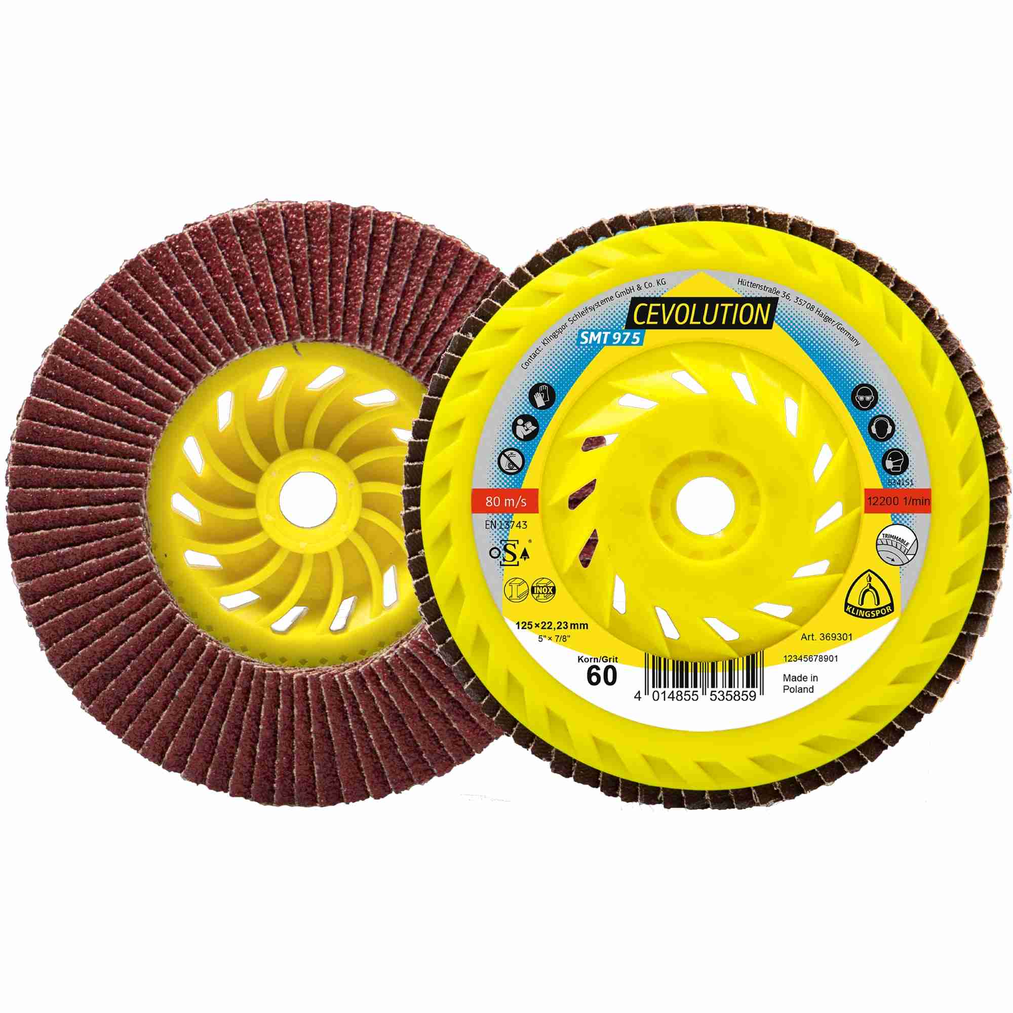 10 x Klingspor SMT 975 Schleifmopteller Gewinde M 14 Keramik 115 mm Korn 80 gewölbt