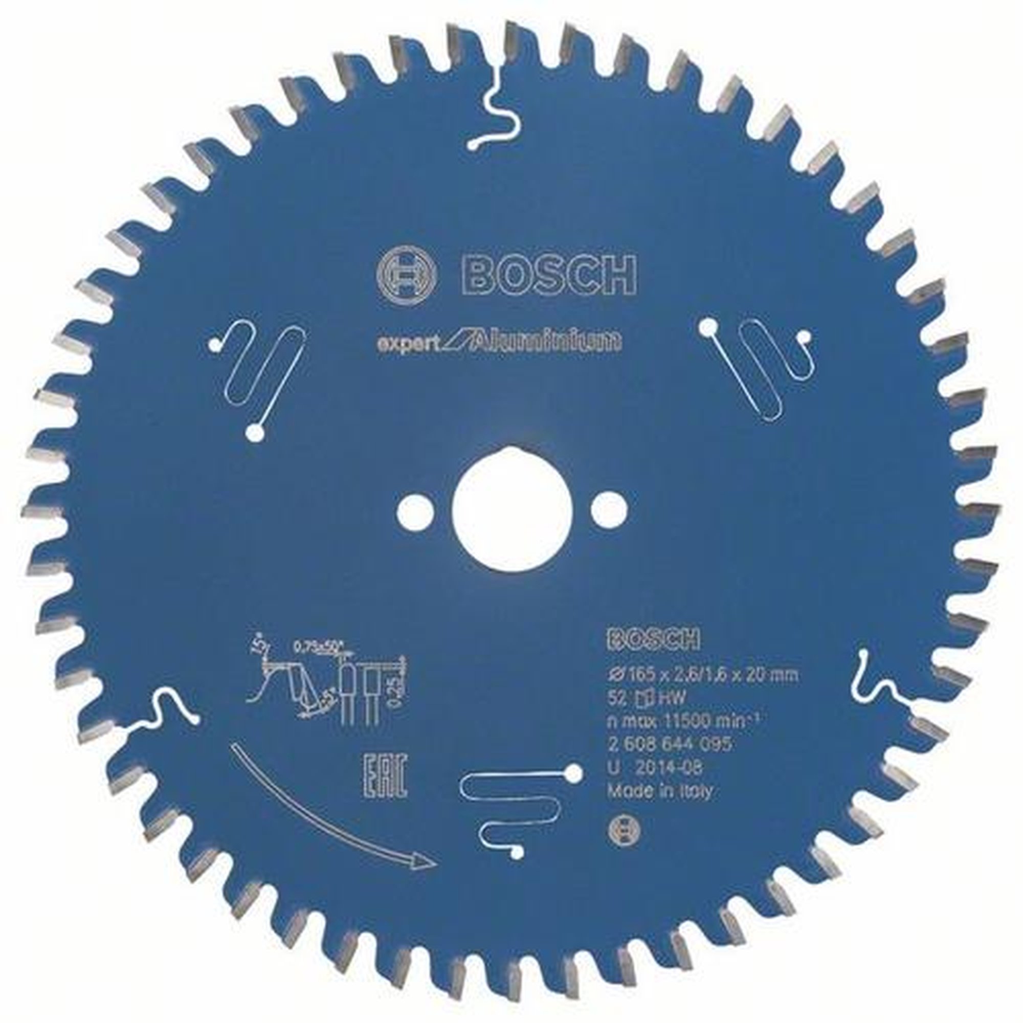 BOSCH Kreissägeblatt Expert für Aluminium, Ø 165 mm, 52 Zähne