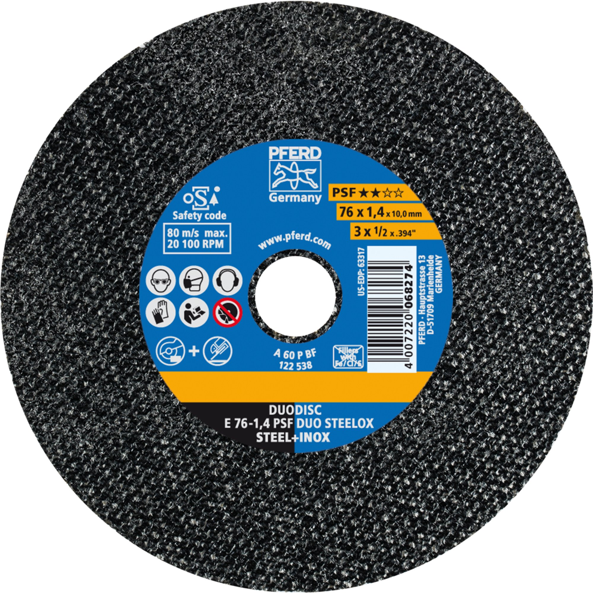 25 x PFERD Schruppscheibe E 76-1,4 PSF DUO STEELOX/10,0