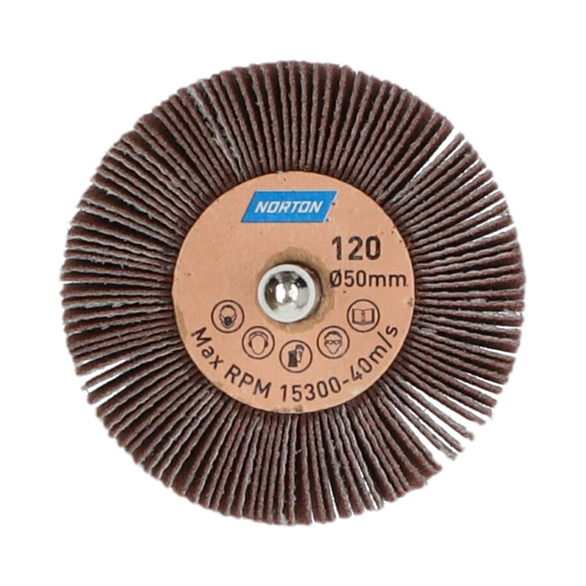 10 x Norton Fächerschleifer Schleifmop mit Schaft 50x30x6 R207 120 Korn