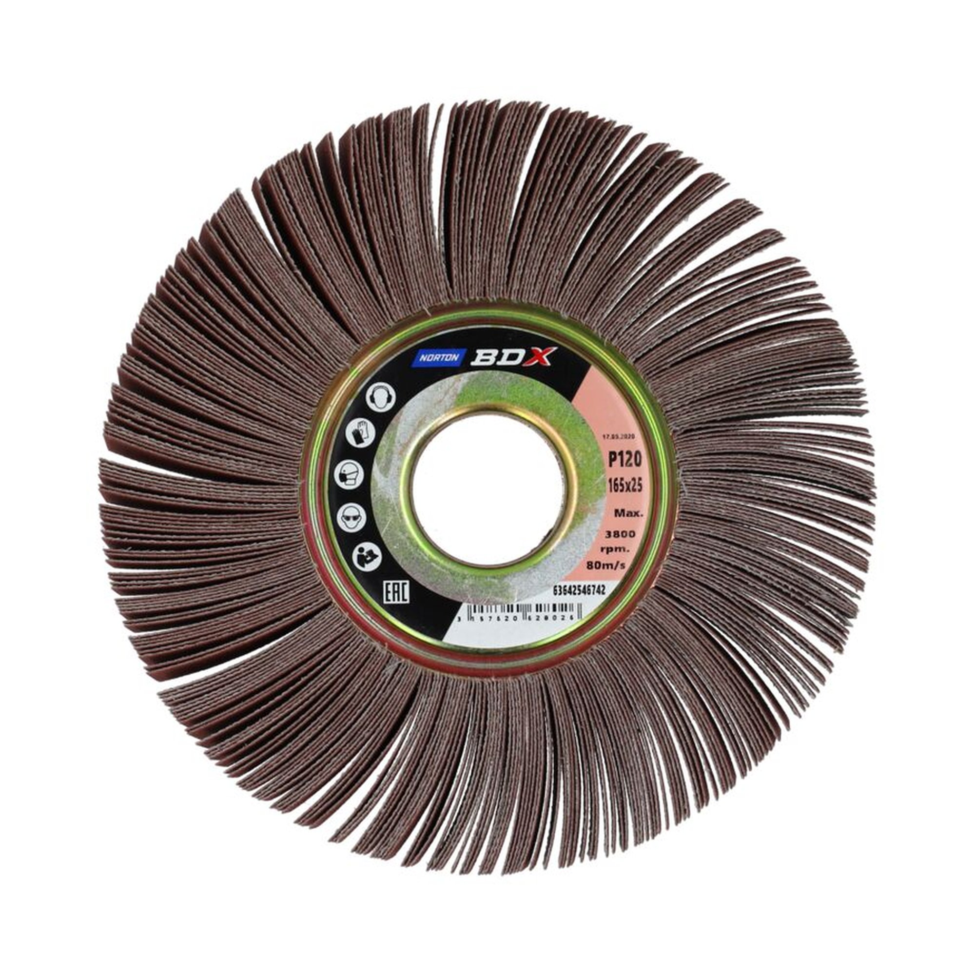 2 x Norton Fächerschleifer Schleifmop mit Flansch 165x25x32 R207 120 BDX