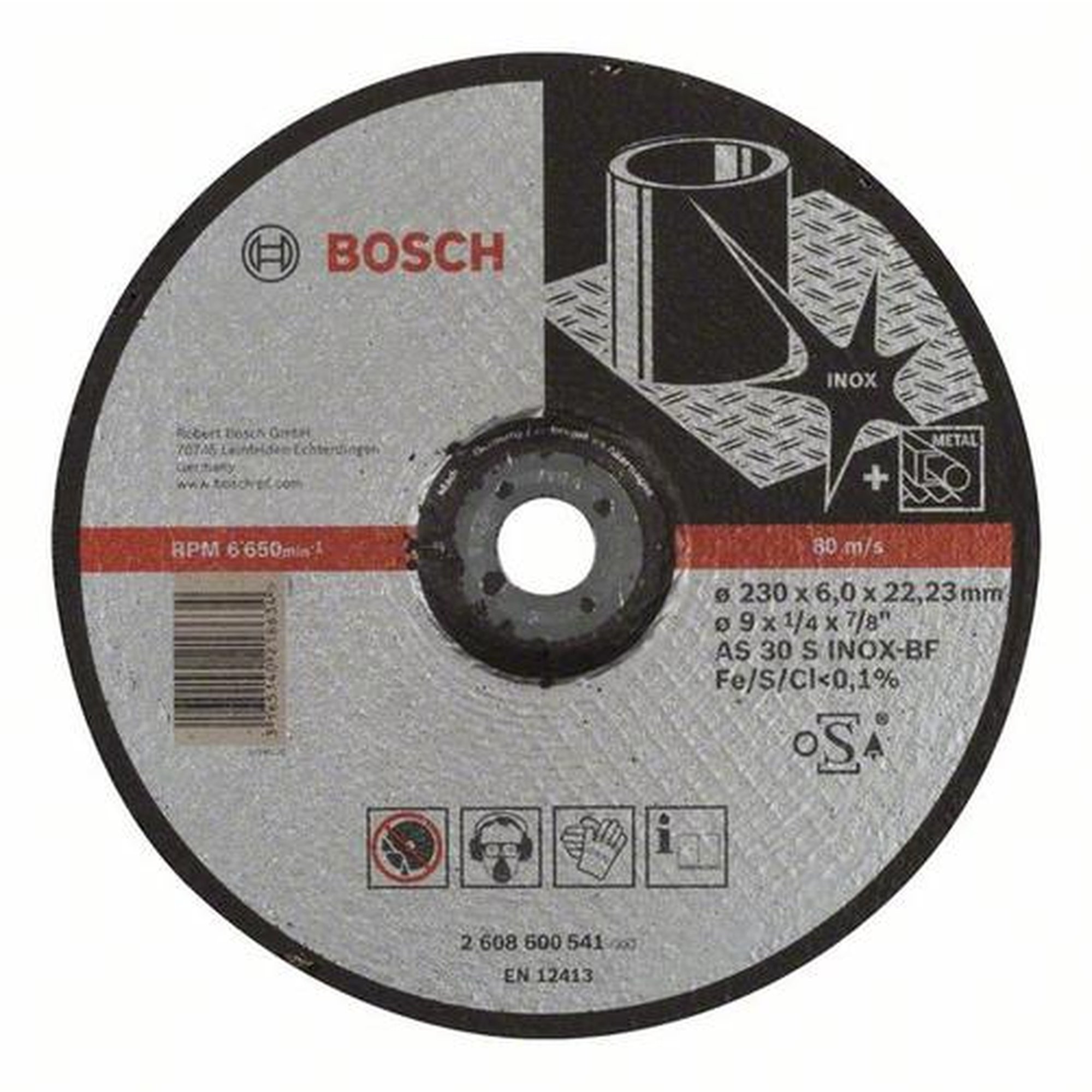 10x BOSCH Schruppscheibe gekröpft Expert für Edelstahl AS 30 S INOxBF, Ø 230 x 6 mm