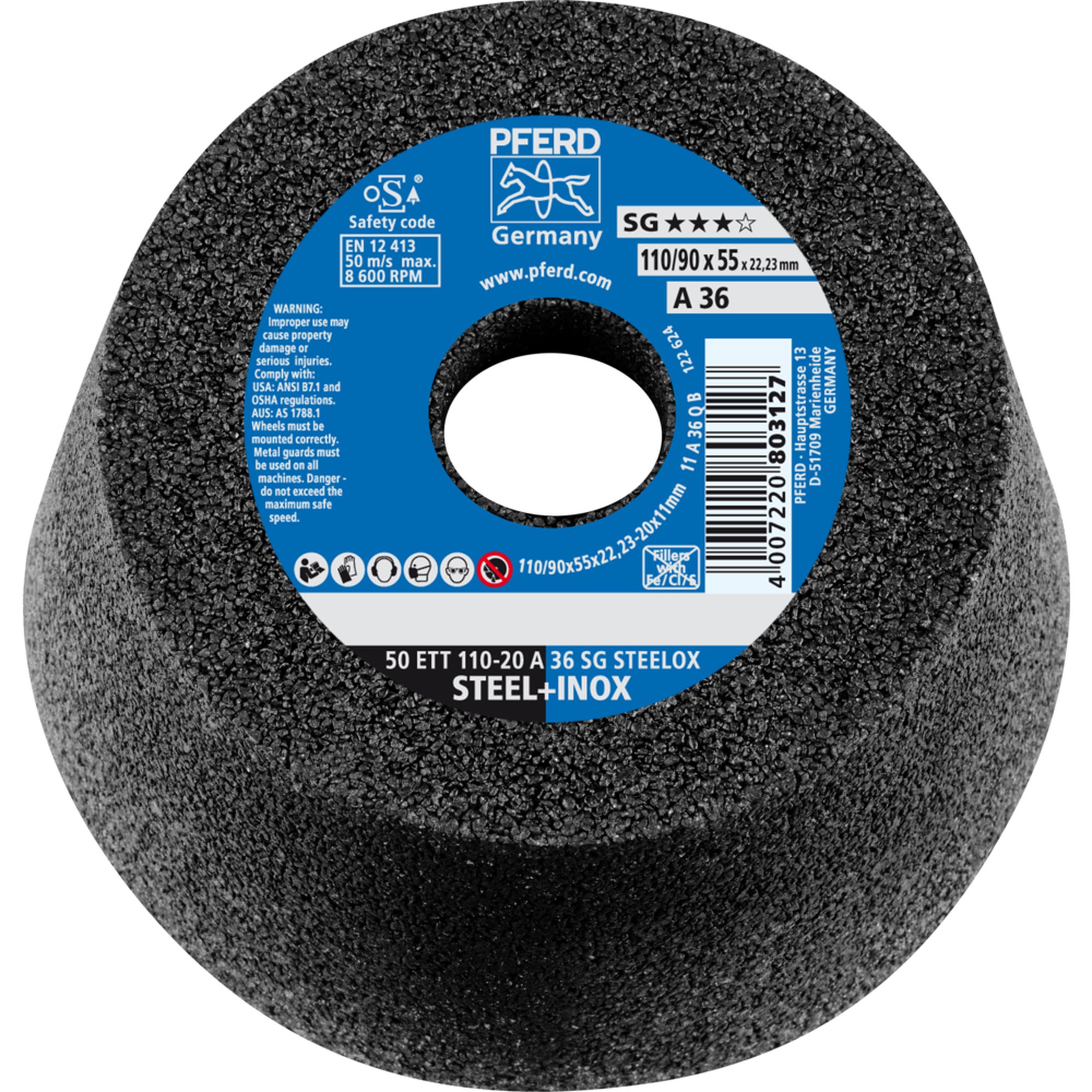 2 x PFERD Schleiftopf 50 ETT 110-20 A 36 SG STEELOX