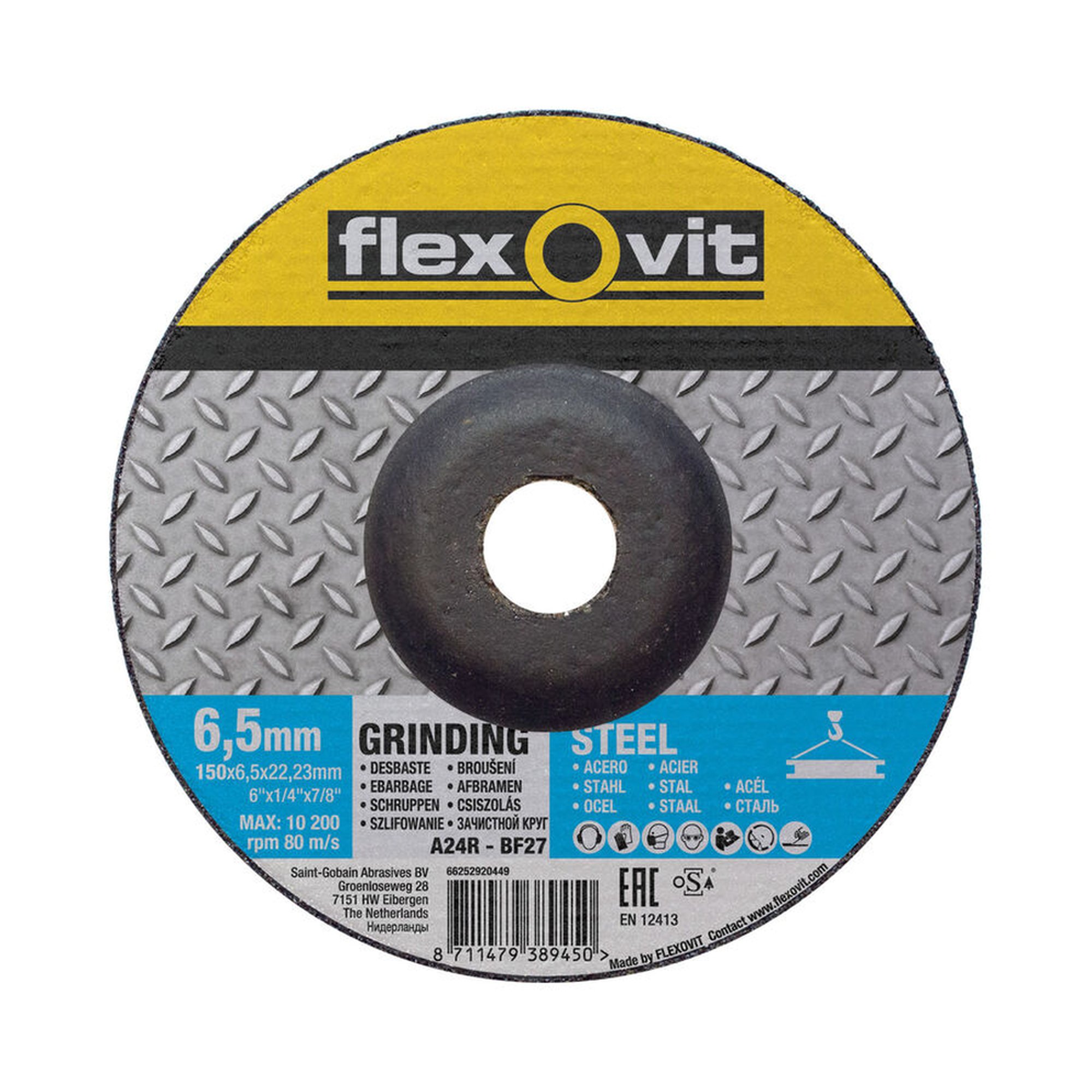 10 x Norton Gekröpfte Schruppscheibe für Metall Flexovit 150x6.5x22.23mm