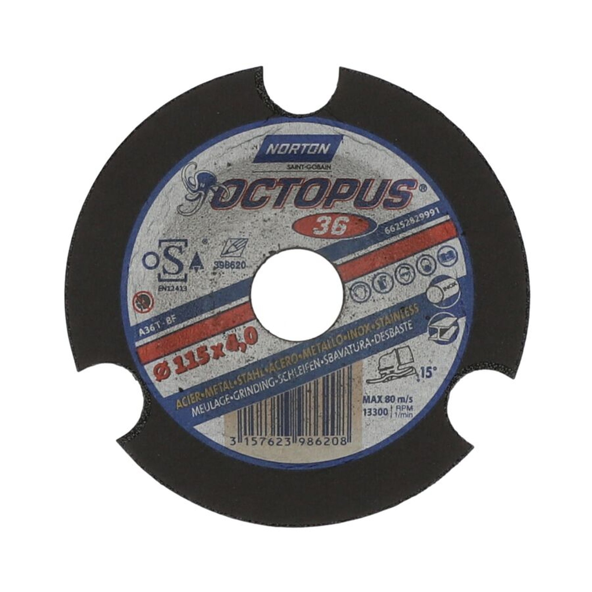 20 x Norton Schleifscheibe gekröpft Winkelschleifer Metall-Inox 115x4x22.23 OCTOPUS