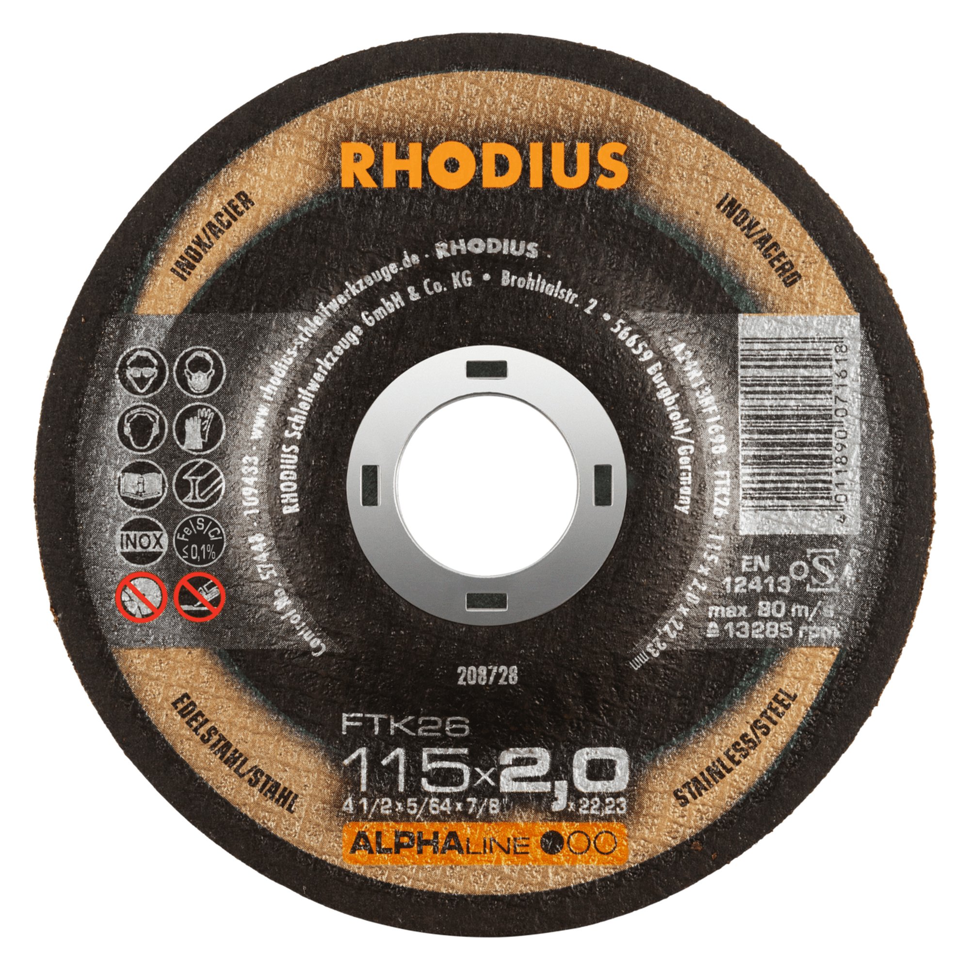 25 x RHODIUS Freihandtrennscheibe FTK26 Ø 115 mm