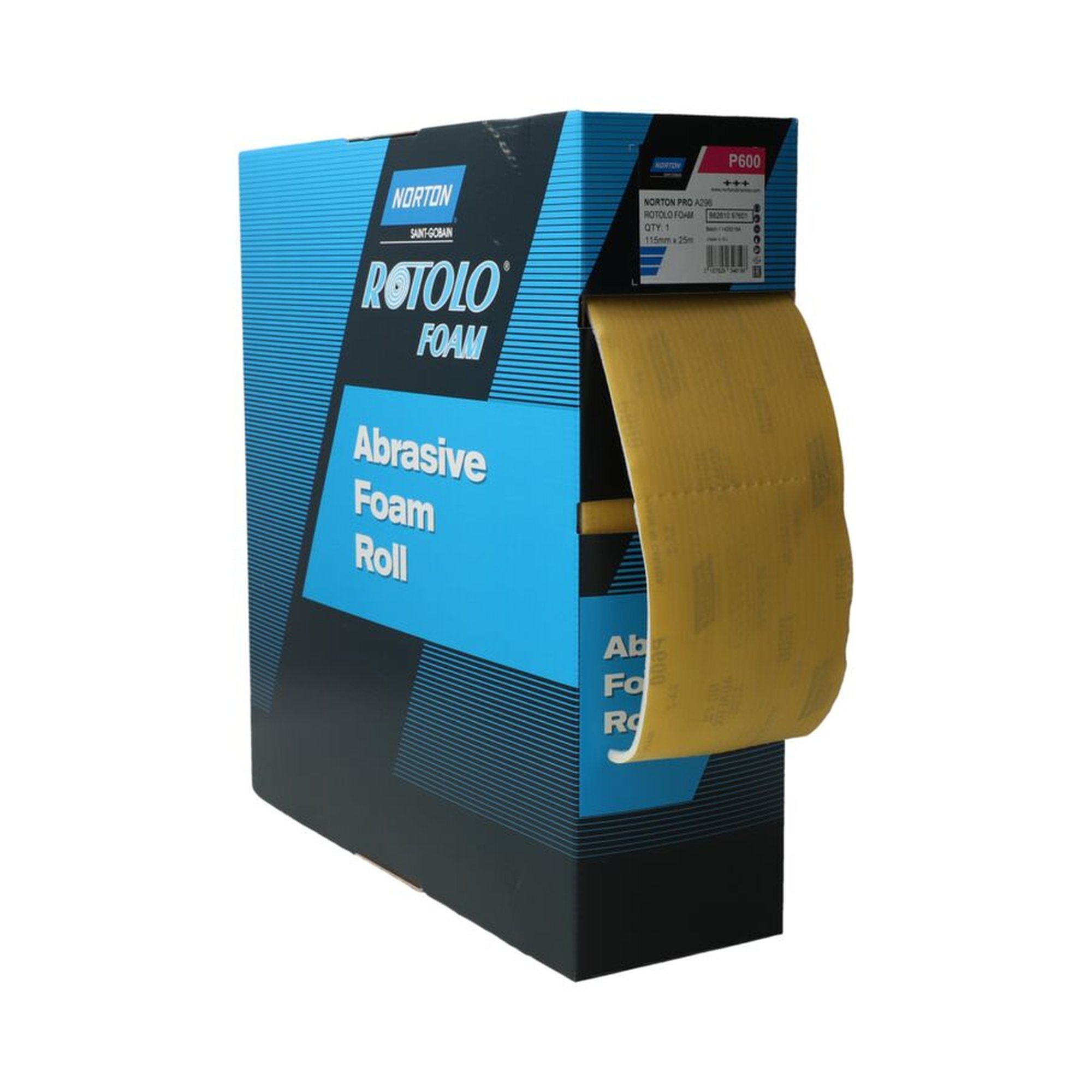 2 x Norton Schleifrolle Schaumstoff | 115 mm x 25 m A296 600 Weiß | Hochwertig