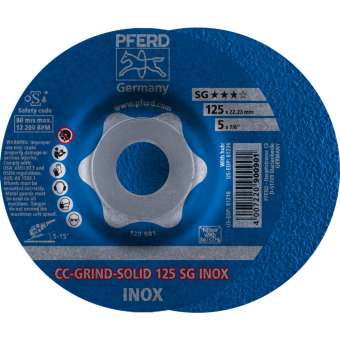 10x PFERD CC-GRIND-SOLID-Schleifscheibe CC-GRIND-SOLID 125 SG INOX | 64186125