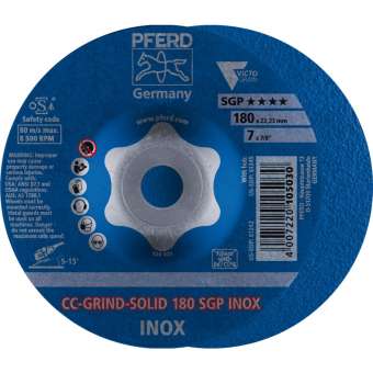 10 x PFERD CC-GRIND-Schleifscheibe CC-GRIND-SOLID 180 SGP INOX | 64189180