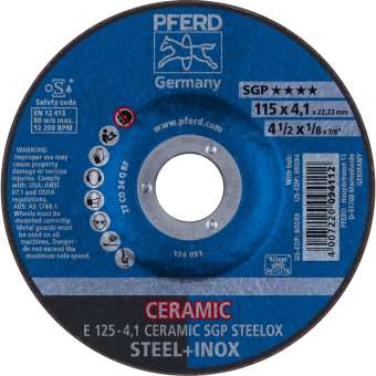 10 x PFERD Schruppscheibe E 125-4,1 CERAMIC SGP STEELOX | 62100125