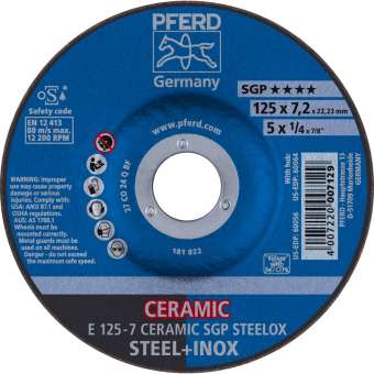 10 x PFERD Schruppscheibe E 125-7 CERAMIC SGP STEELOX | 62212300