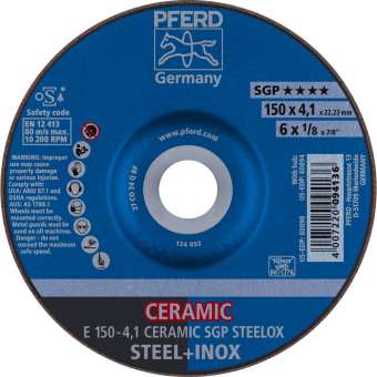 10 x PFERD Schruppscheibe E 150-4,1 CERAMIC SGP STEELOX | 62100150