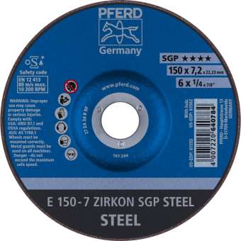 10 x PFERD Schruppscheibe E 150-7 ZIRKON SGP STEEL | 62215326