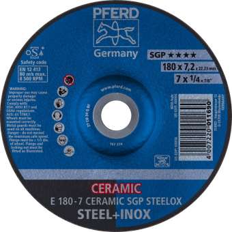 10 x PFERD Schruppscheibe E 180-7 CERAMIC SGP STEELOX | 62217300