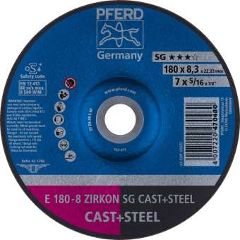 10 x PFERD Schruppscheibe E 180-8 ZIRKON SG CAST+STEEL | 62217837