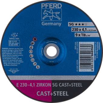 10 x PFERD Schruppscheibe E 230-4,1 ZIRKON SG CAST+STEEL | 62218310