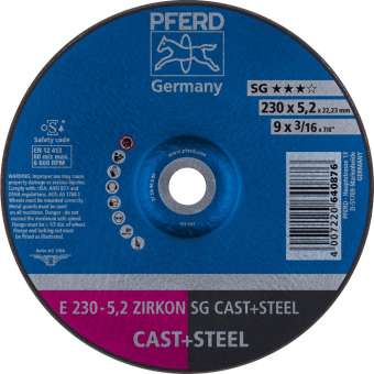 10 x PFERD Schruppscheibe E 230-5,2 ZIRKON SG CAST+STEEL | 62223527