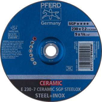 10 x PFERD Schruppscheibe E 230-7 CERAMIC SGP STEELOX | 62218300