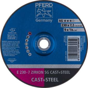 10 x PFERD Schruppscheibe E 230-7 ZIRKON SG CAST+STEEL | 62223628