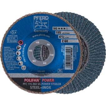 10 x PFERD POLIFAN-Fächerscheibe PFC 115 Z 60 SG POWER STEELOX | 67786115